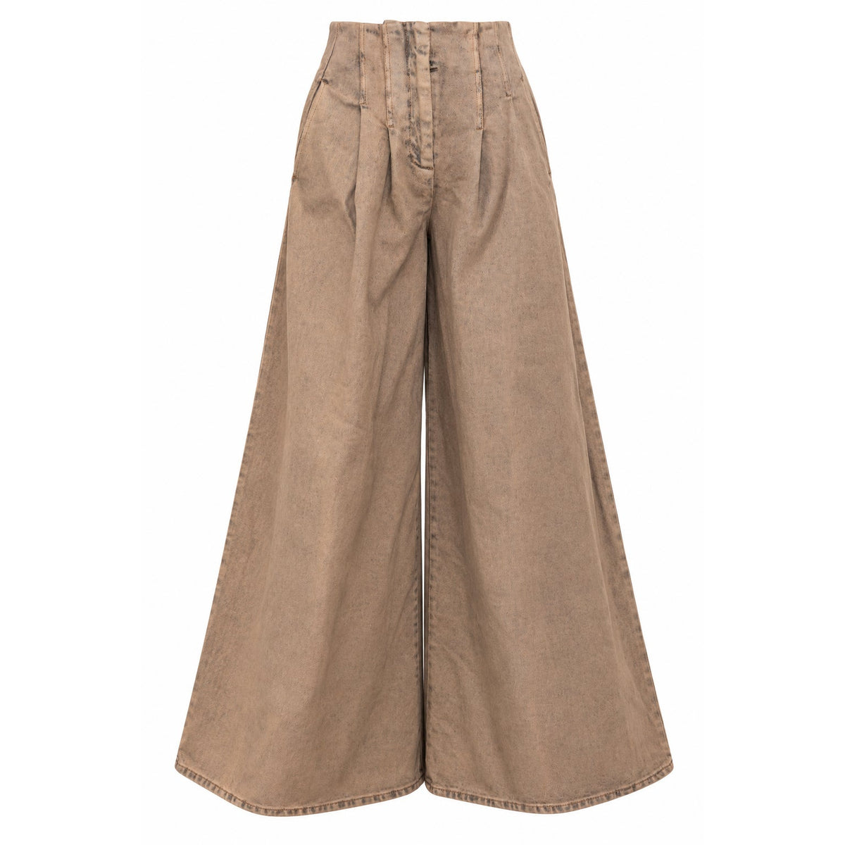 Peserico Almond Beige Wide Leg Pleated Jeans