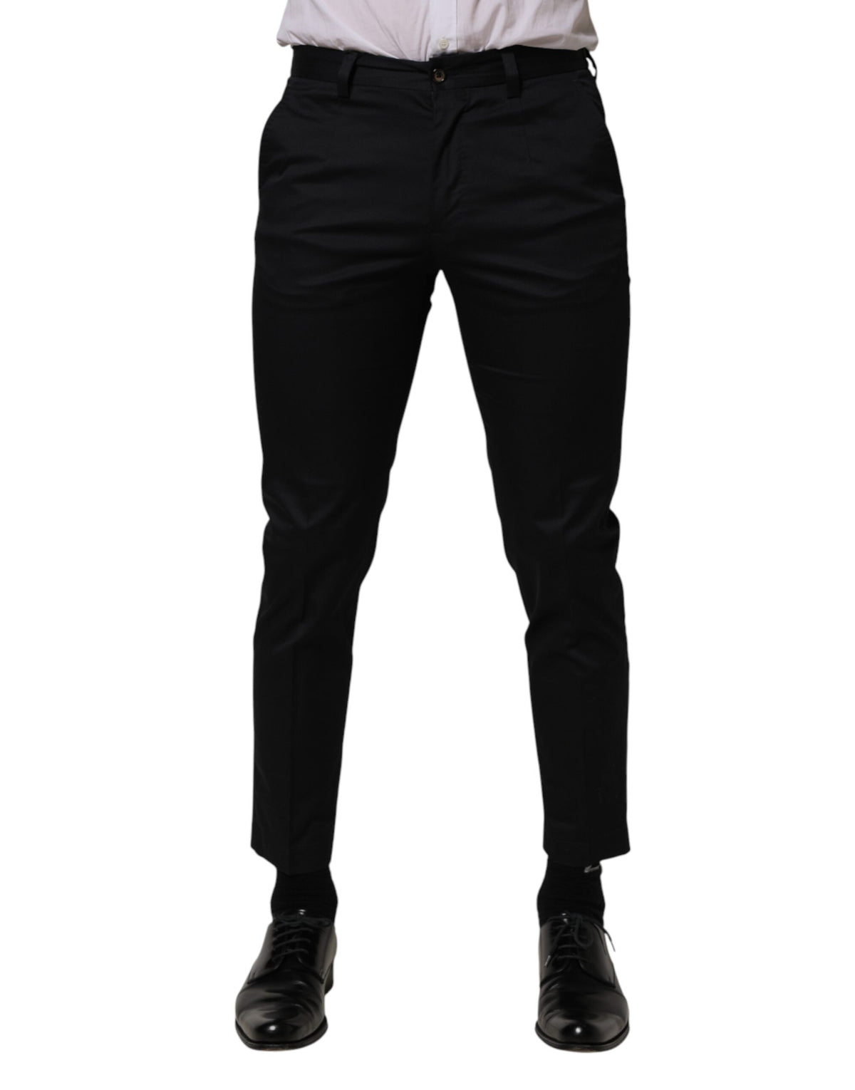 Dolce & Gabbana Dark Blue Cotton Skinny Dress Trouser Pants