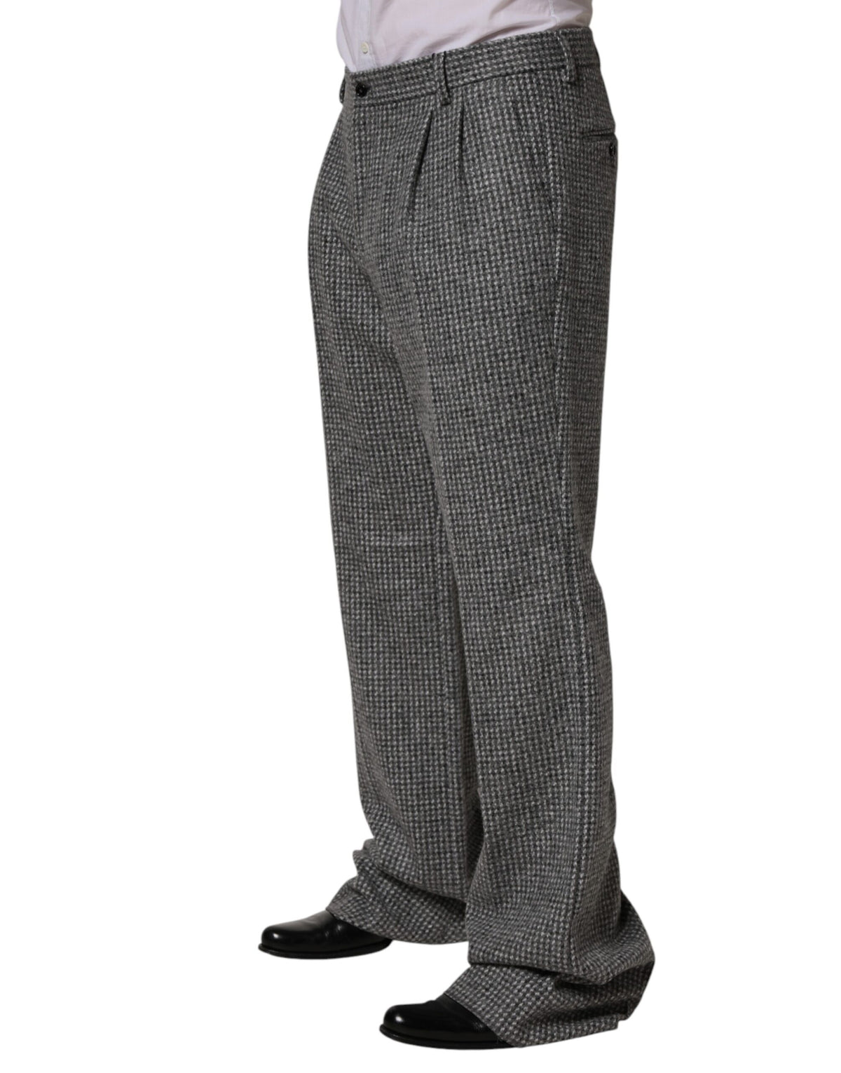 Dolce & Gabbana Gray Houndstooth Straight Dress Trouser Pants