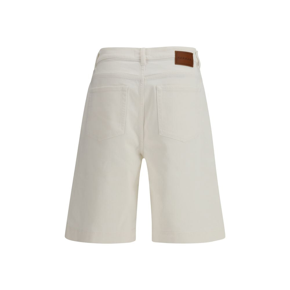 P.A.R.O.S.H. White Cotton Bermuda Shorts