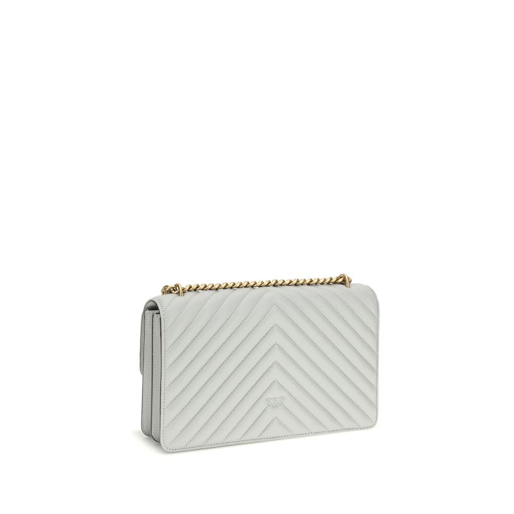 PINKO Gray Calf Leather Bos Taurus Shoulder Bag