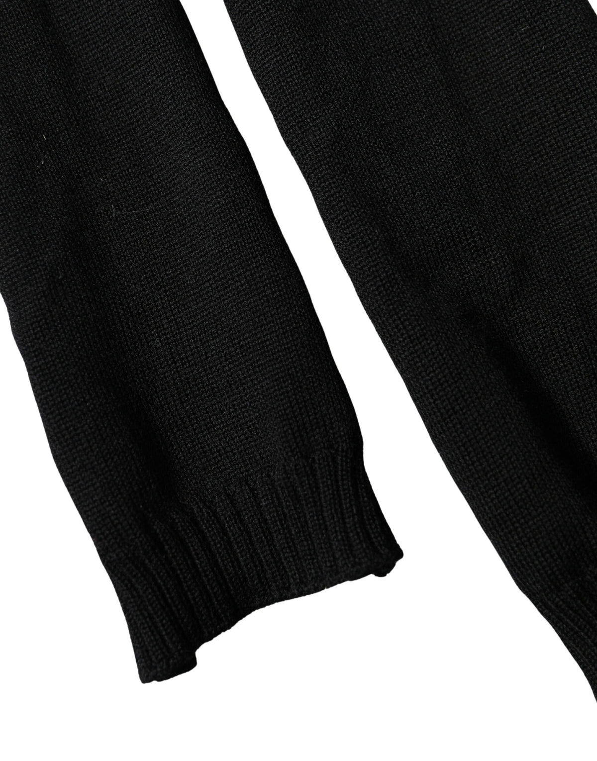 Dolce & Gabbana Black Wool Knitted Neck Foulard 259cm x 17cm Men Scarf