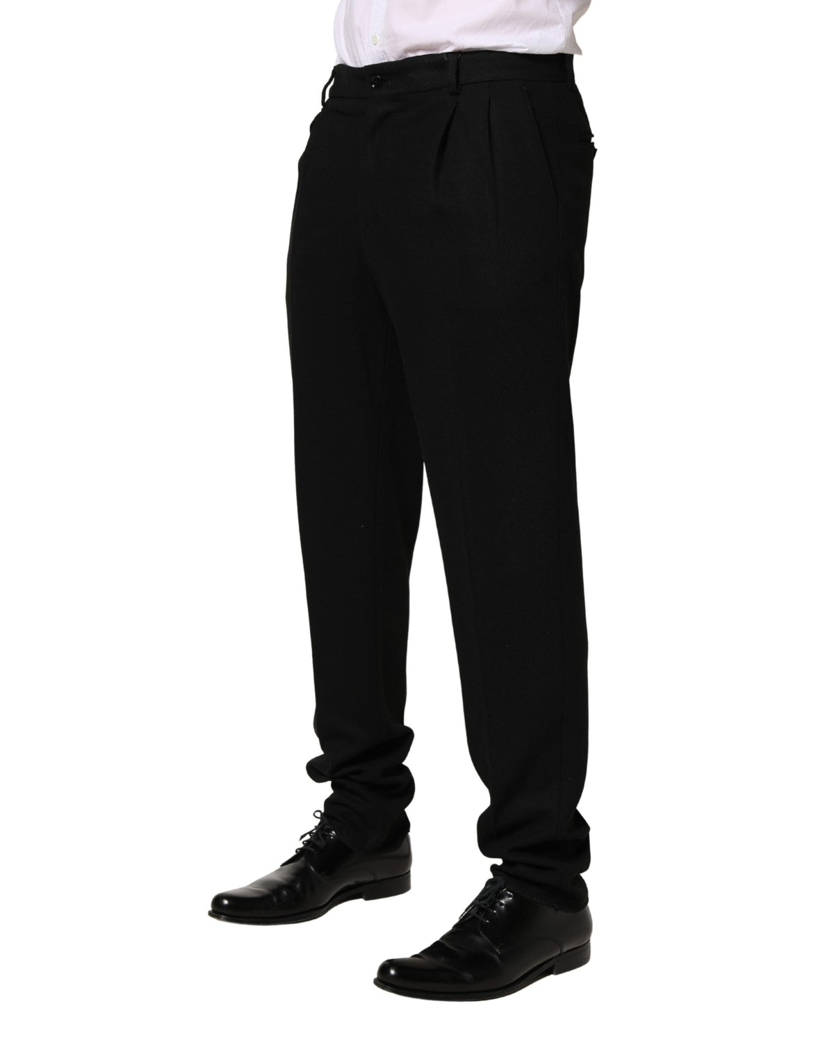Dolce & Gabbana Black Wool Skinny Men Dress Trouser Pants