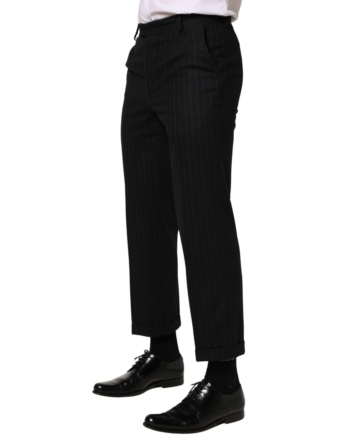 Dolce & Gabbana Black Stripes Wool Dress Formal Trouser Pants