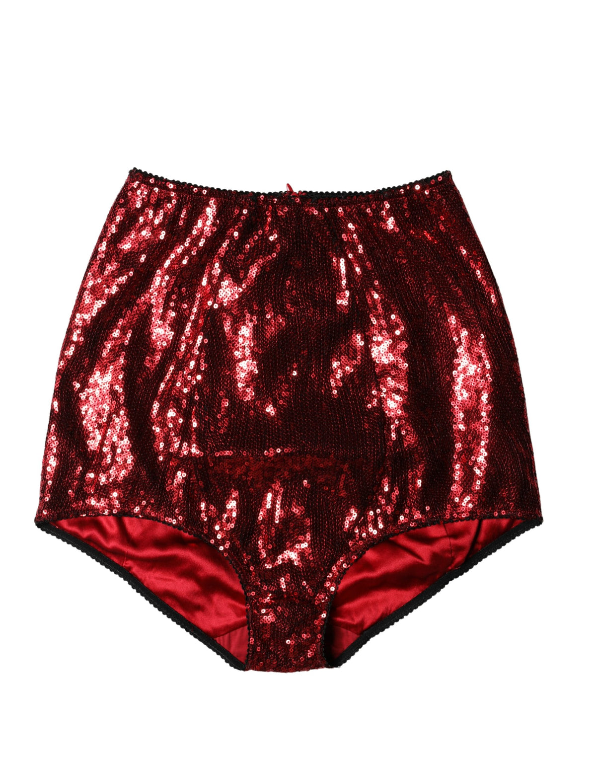 Dolce & Gabbana Red Sequin Embellished High Waist Girdle Underwear