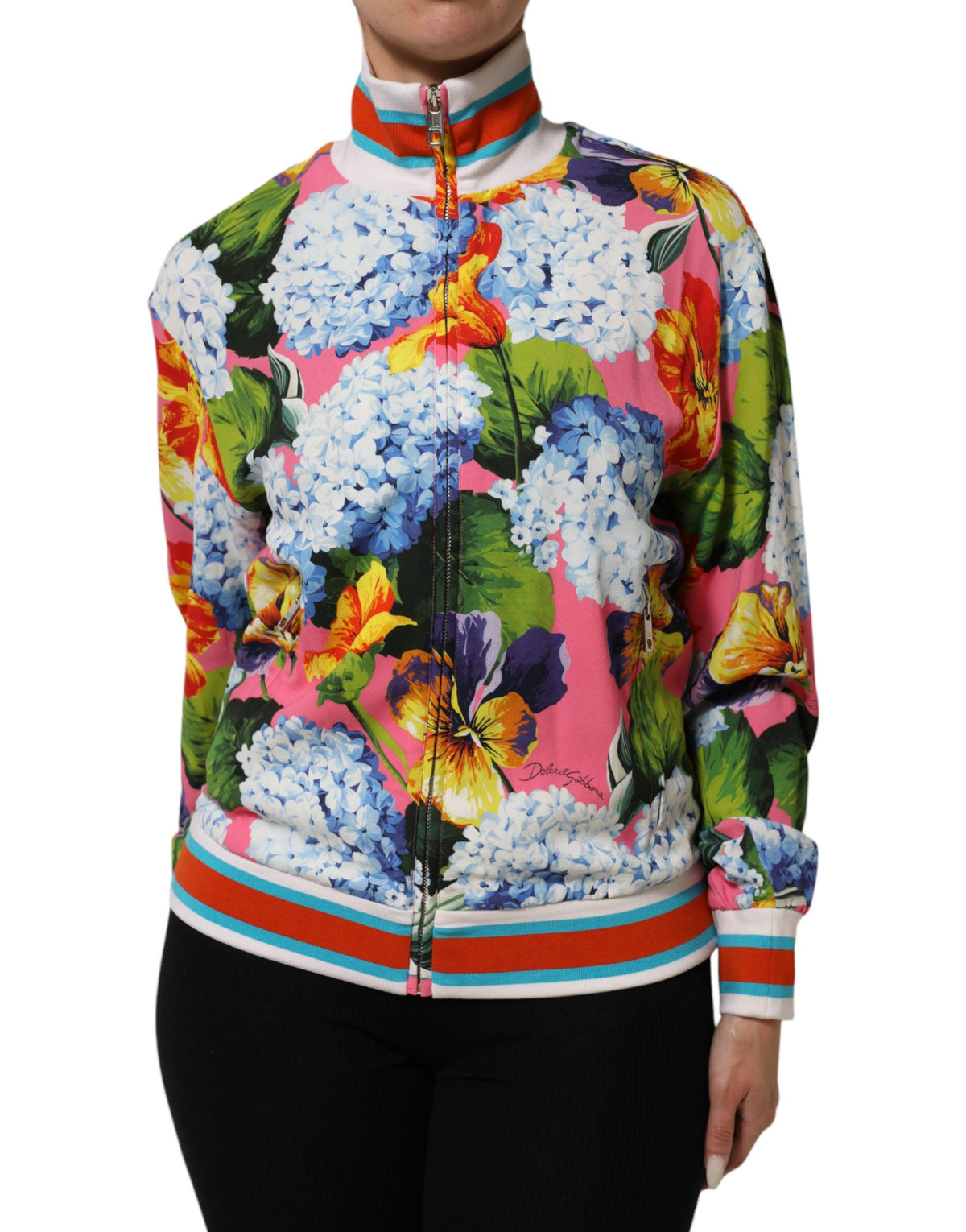Dolce & Gabbana Multicolor Floral Print Zip Cardigan Jacket