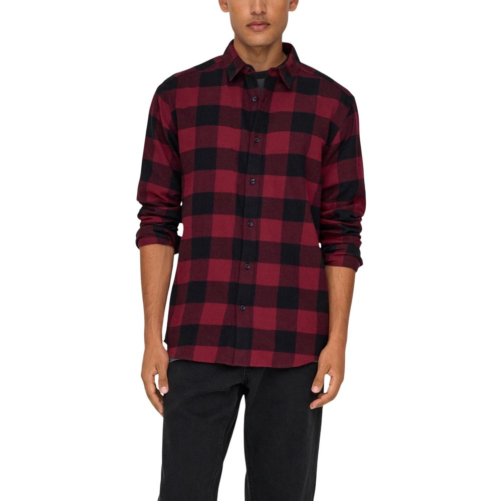 Only & Sons Red Cotton Pattern Shirt