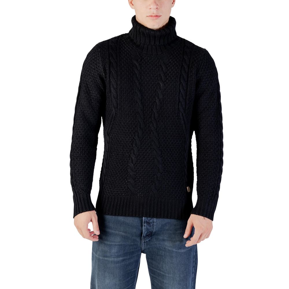 Gianni Lupo Black Marabou Turtleneck