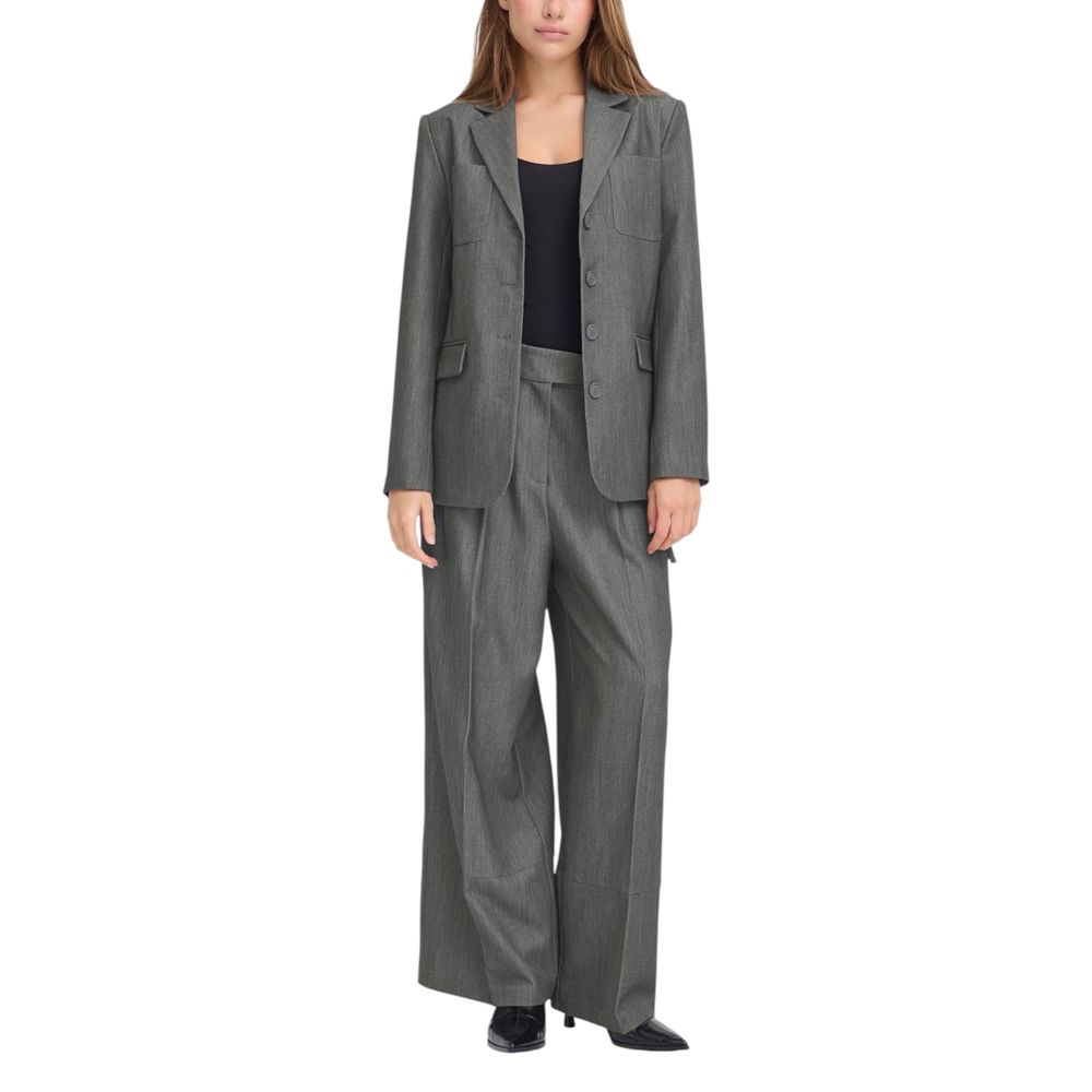 ICHI Gray Polyester Blazer