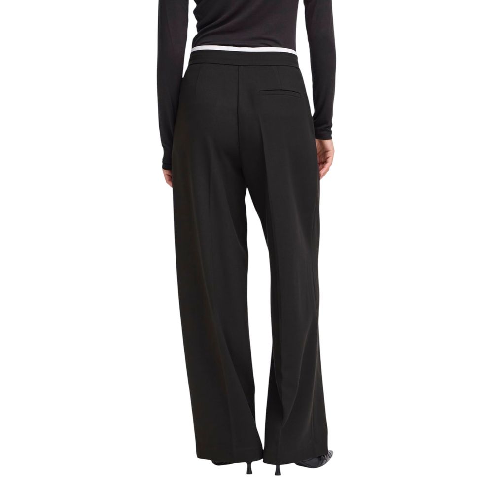 ICHI Black Polyester Pants