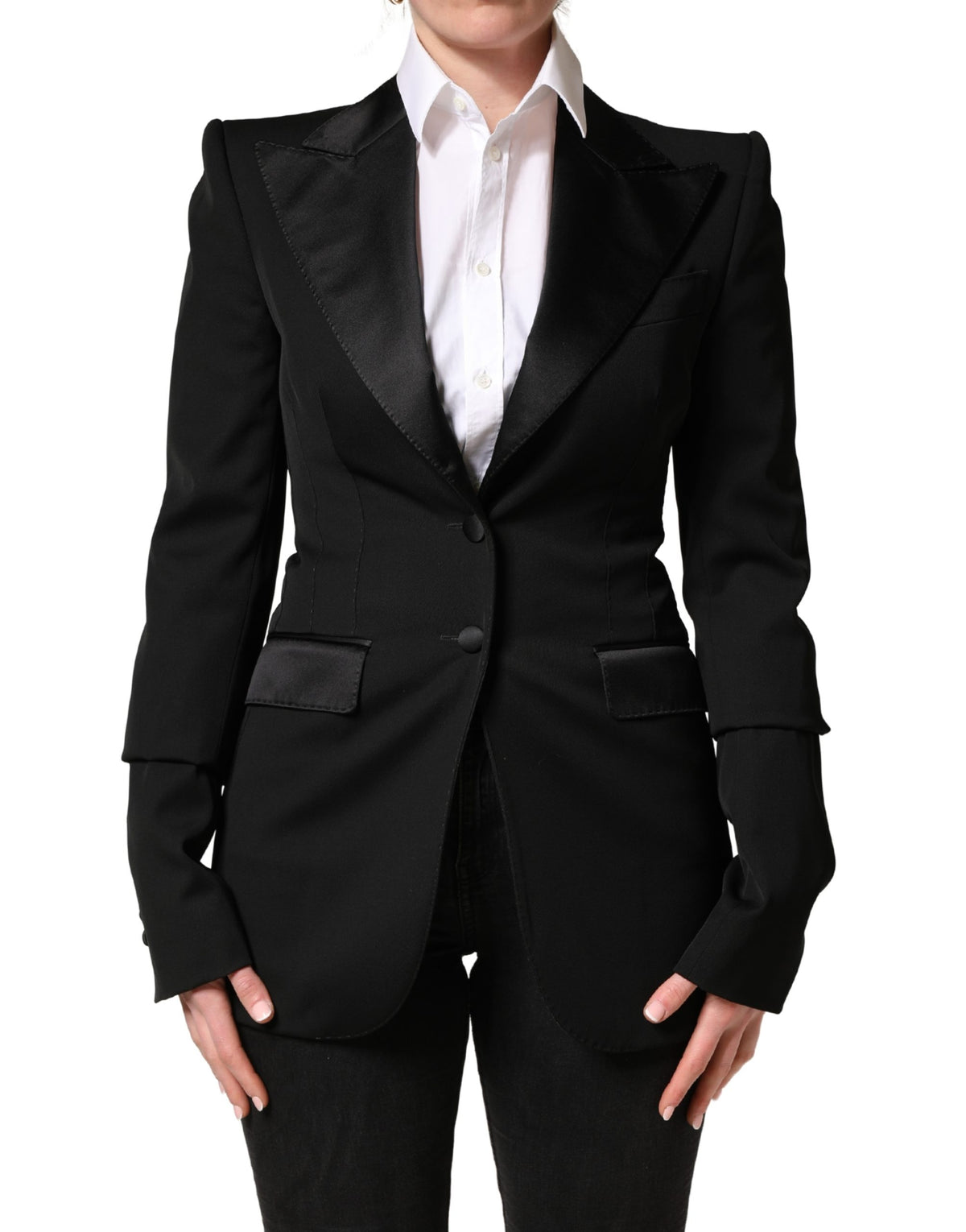Dolce & Gabbana Black Wool Single Breasted Blazer Jacket