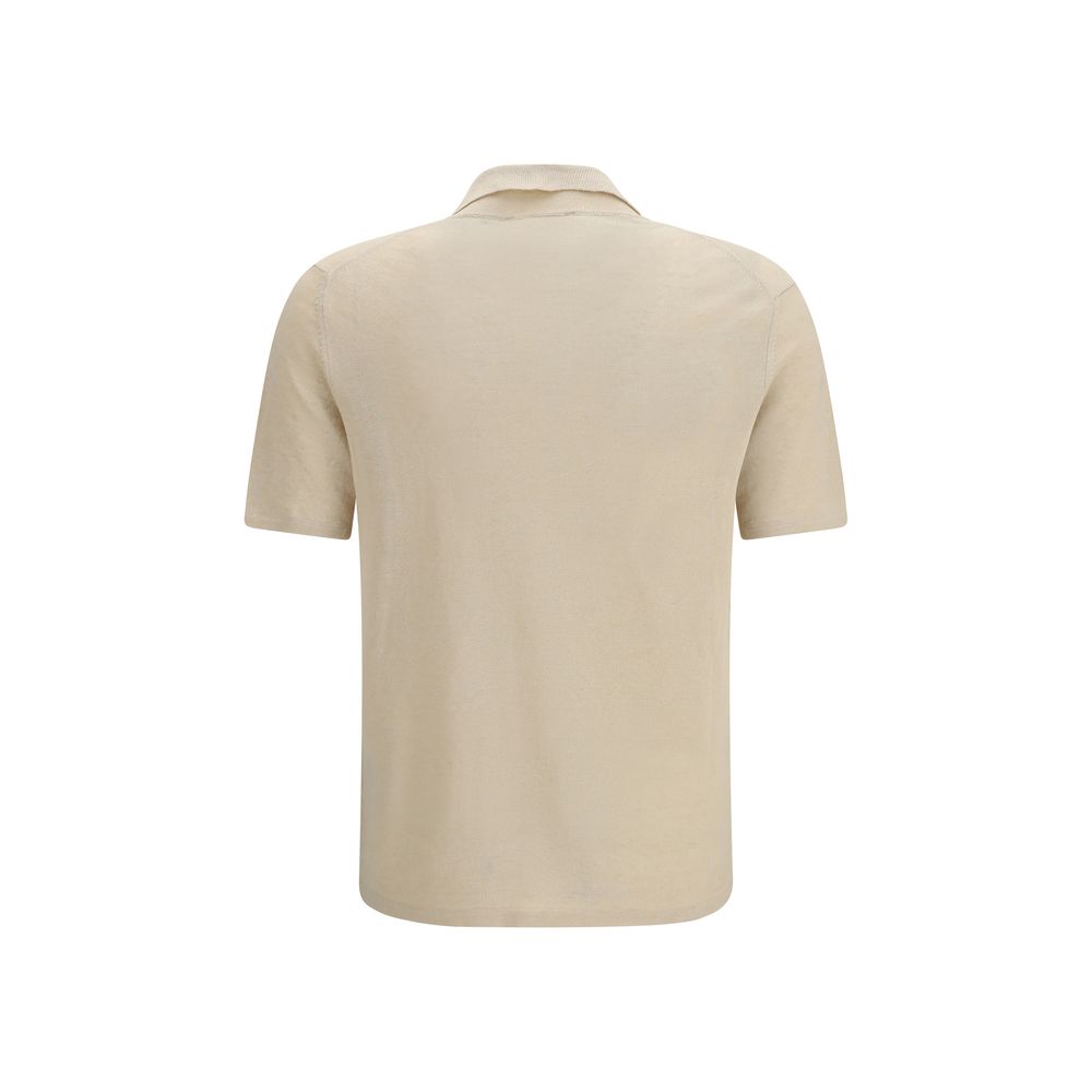 Roberto Collina Beige Linen Polo Shirt