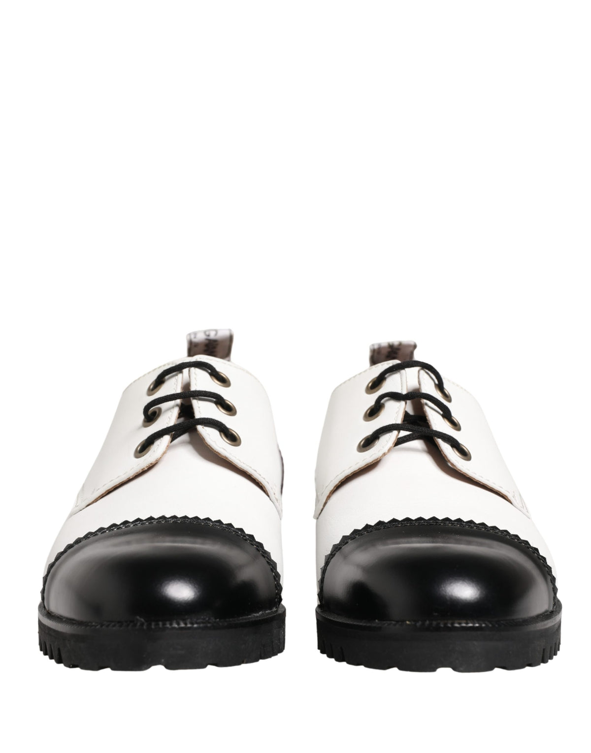 Dolce & Gabbana Black White Leather Derby Shoes