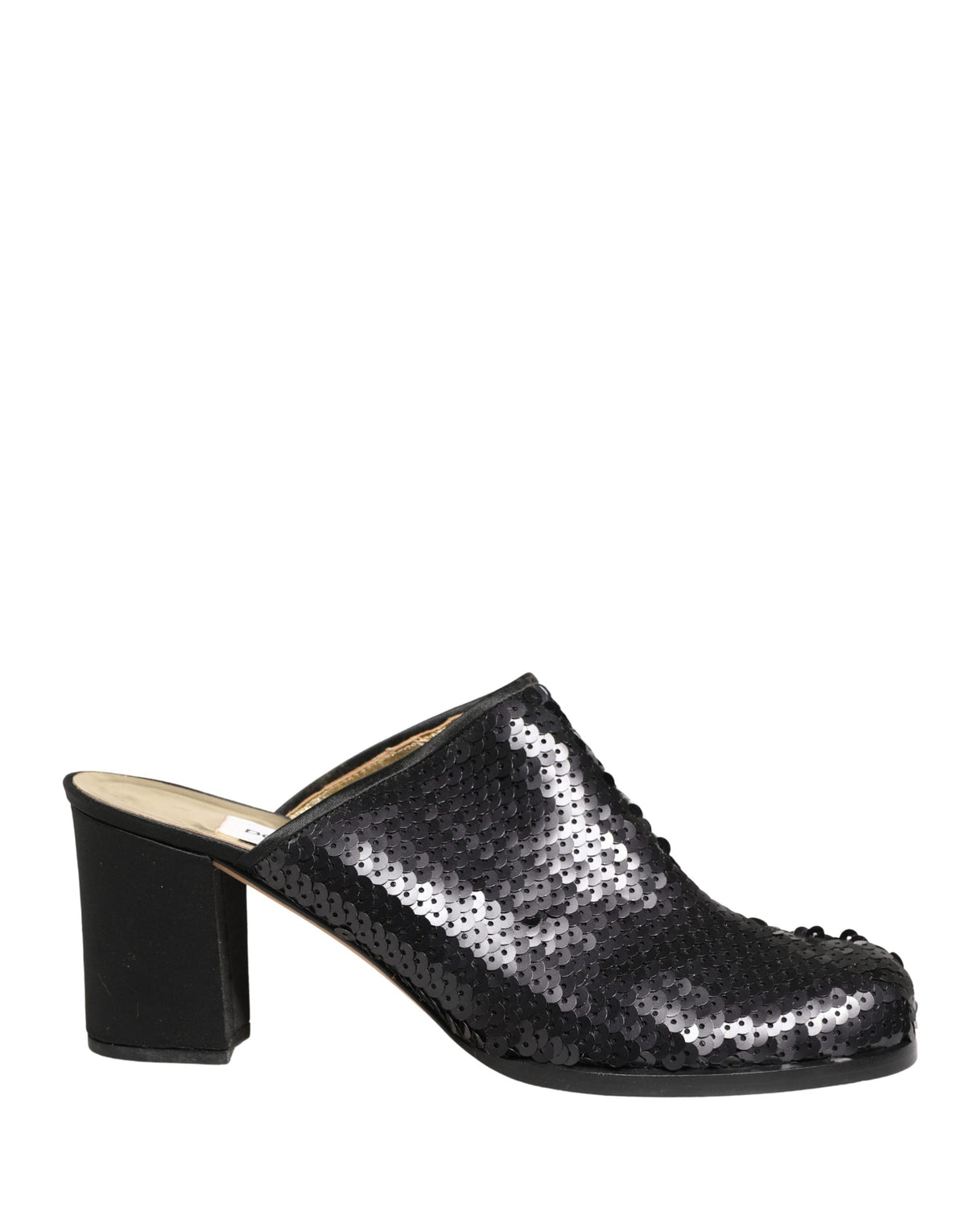 Dolce & Gabbana Black Sequined Mules Shoes