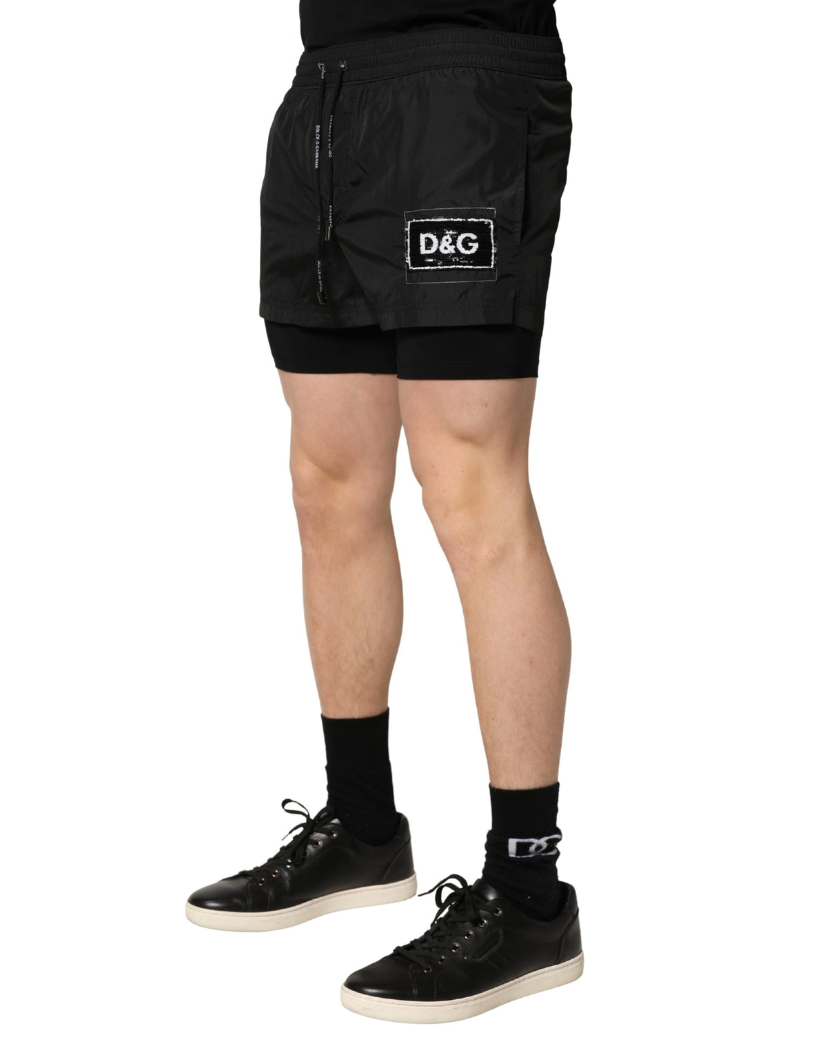 Dolce & Gabbana Black Polyester Drawstring Men Shorts Swimwear