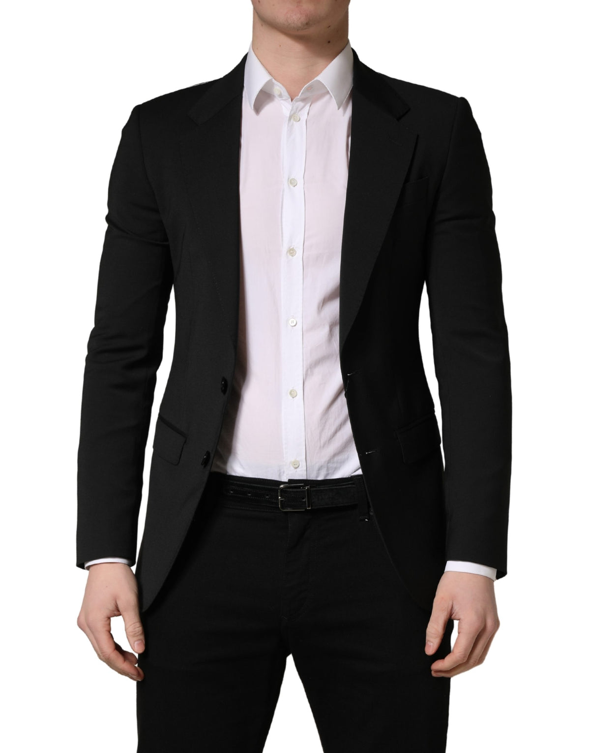 Dolce & Gabbana Black Polyester 2 Buttons Men Suit Jacket
