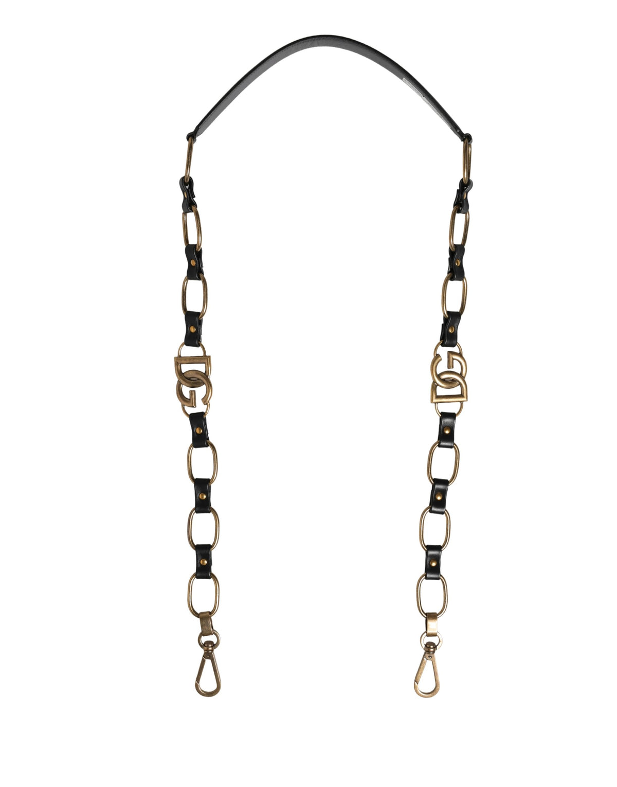 Dolce & Gabbana Black Leather Gold Chain Bag Accessory Shoulder Strap