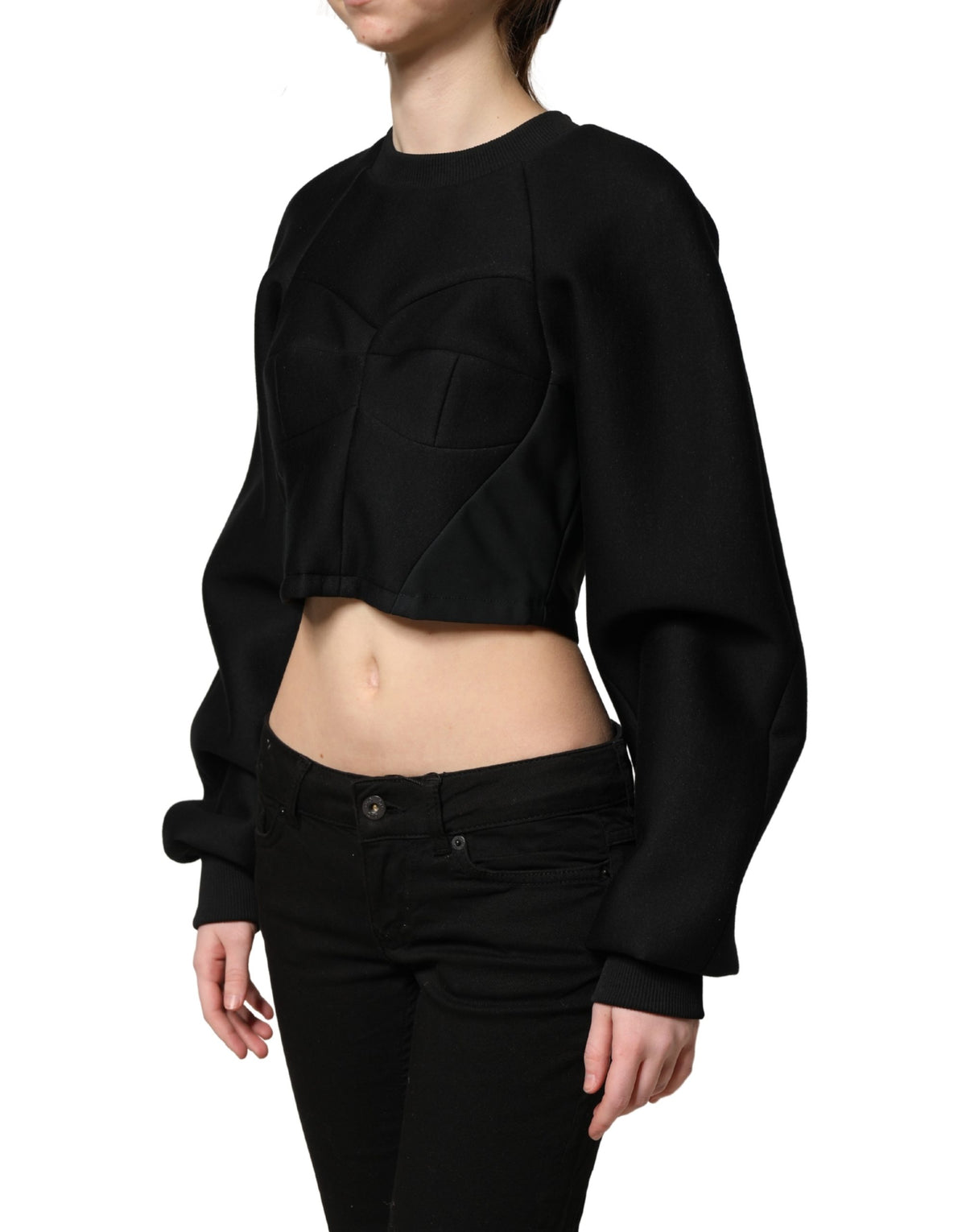 Philosophy Black Cropped ZipperBack Sweatshirt Sweater