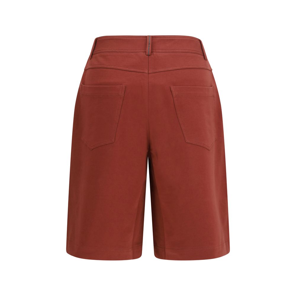 Brunello Cucinelli Red Cotton Bermuda Shorts