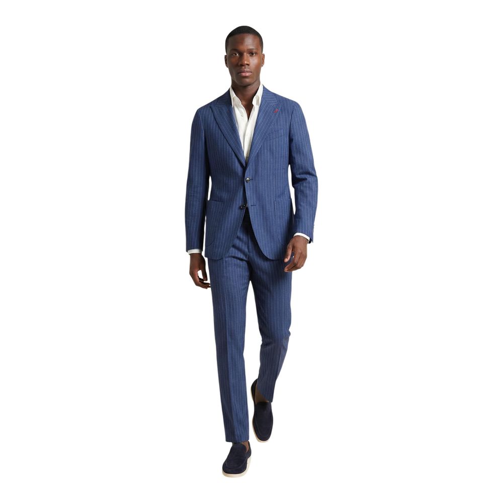 Mulish Blue Polyester Two-Piece Suit