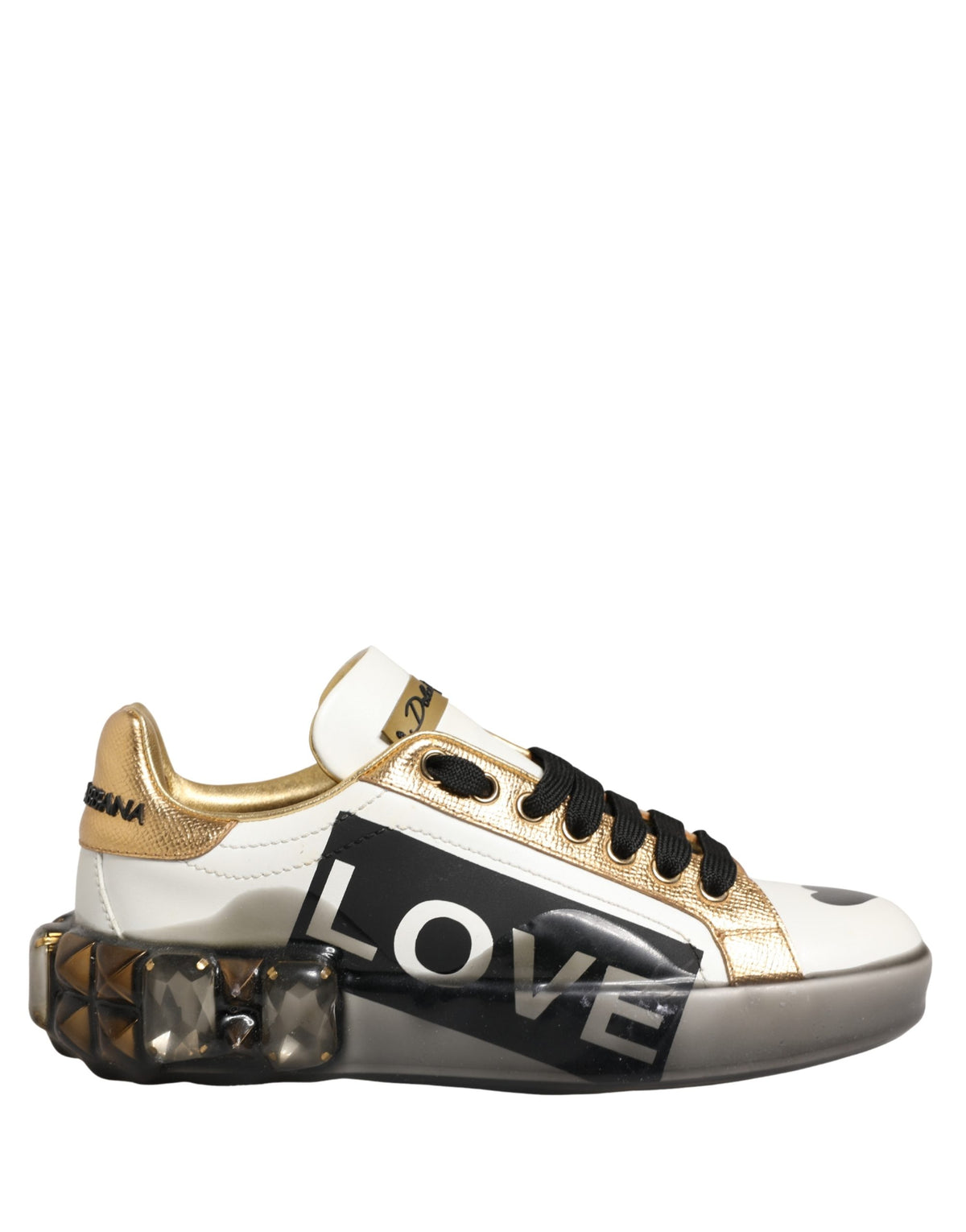 Dolce & Gabbana Multicolor Crystal StuddedLOVE Sneakers Shoes