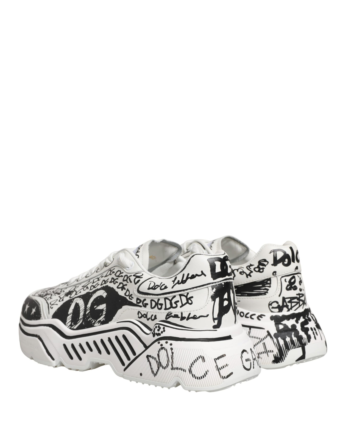 Dolce & Gabbana White Daymaster Graffiti Low Top Sneakers Shoes