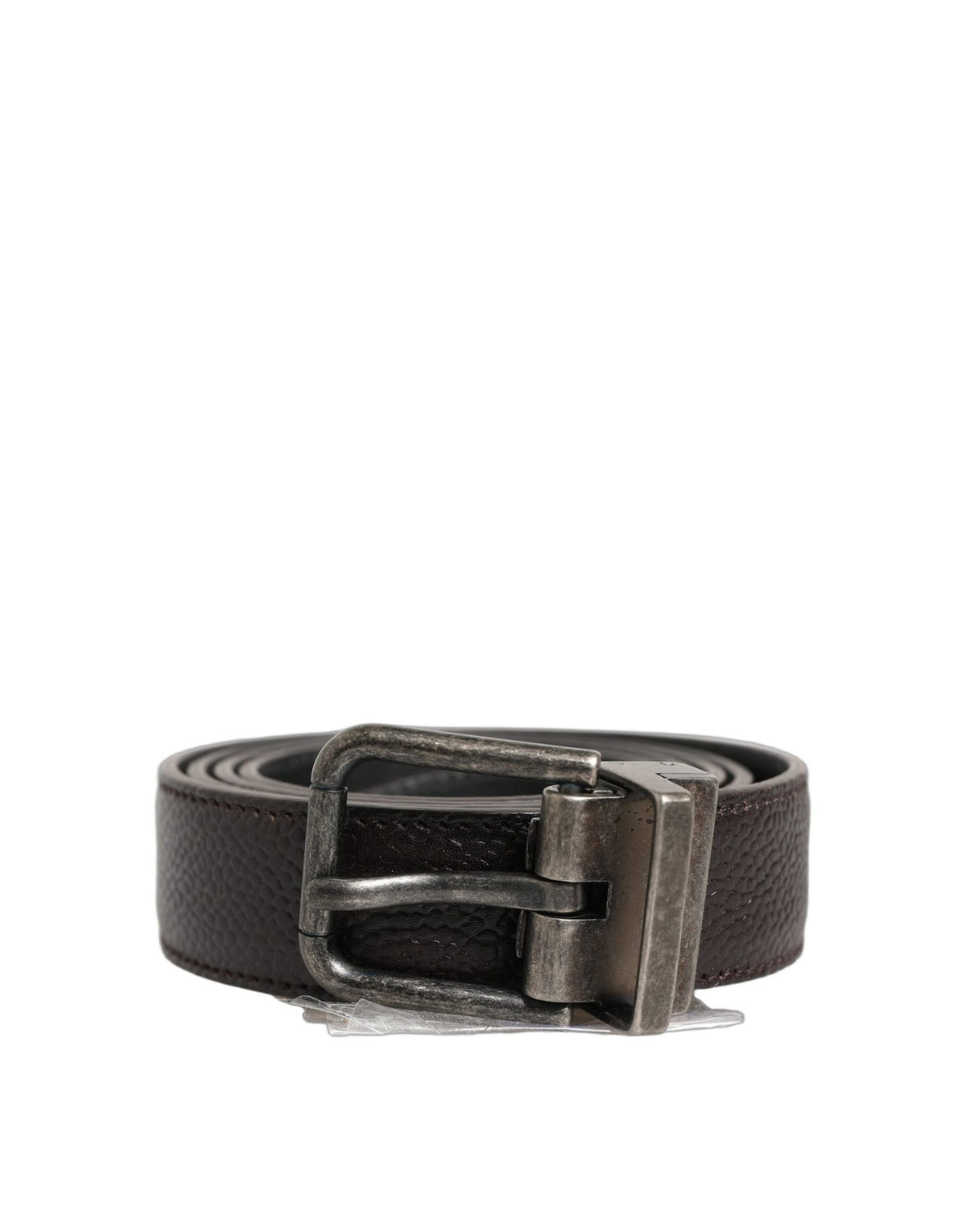 Dolce & Gabbana Brown Calf Leather Vintage Style Silver Buckle Belt