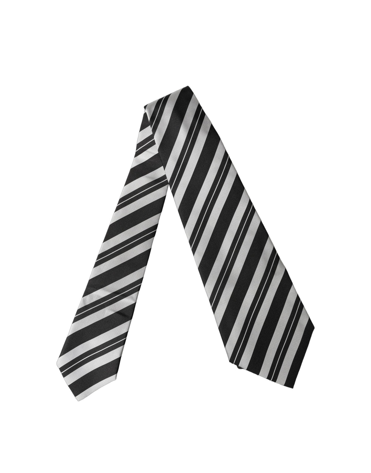 Dolce & Gabbana Black White Stripes Silk Adjustable Women Necktie Tie