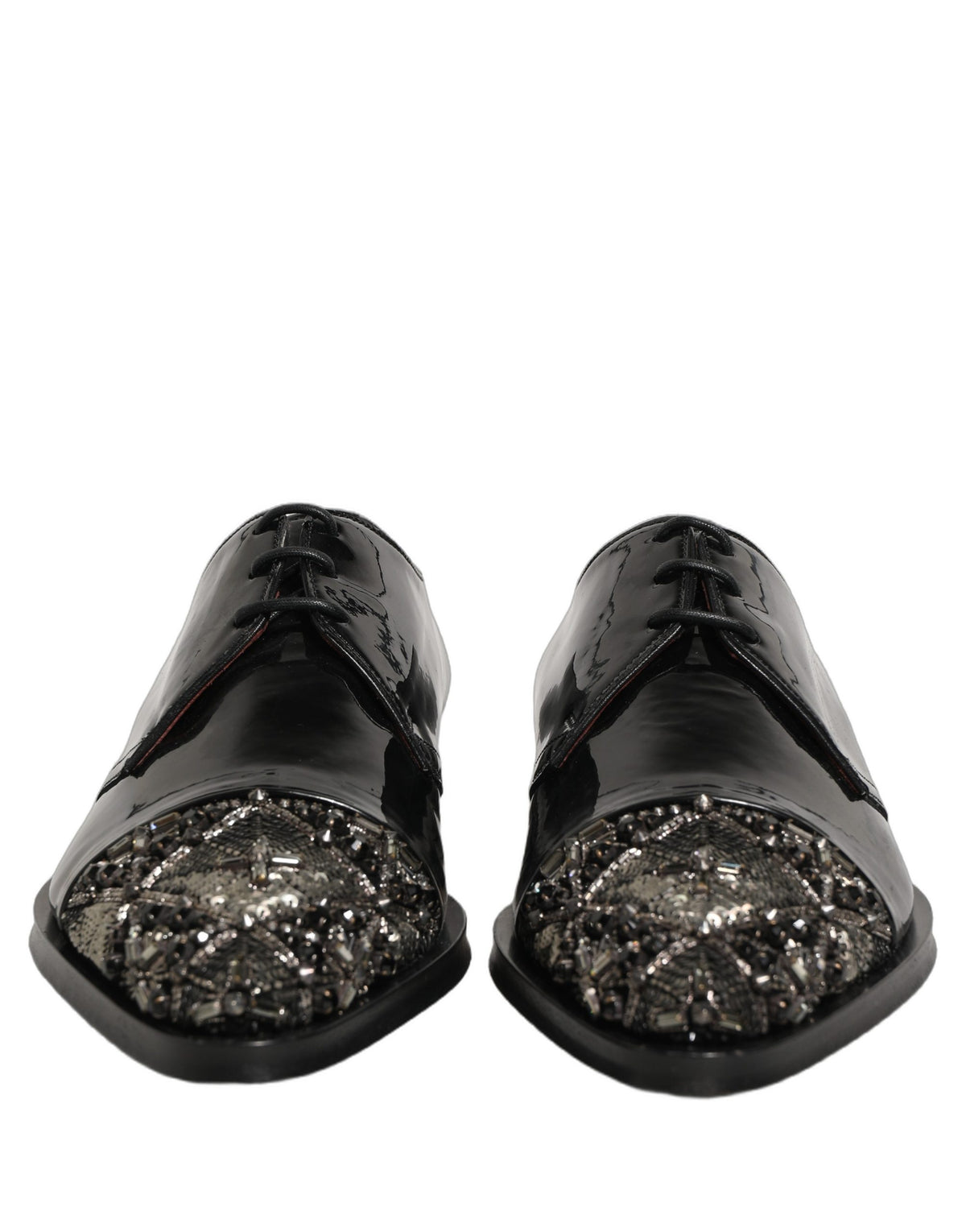 Dolce & Gabbana Black Embellished Men Derby Dress Formal Shoes