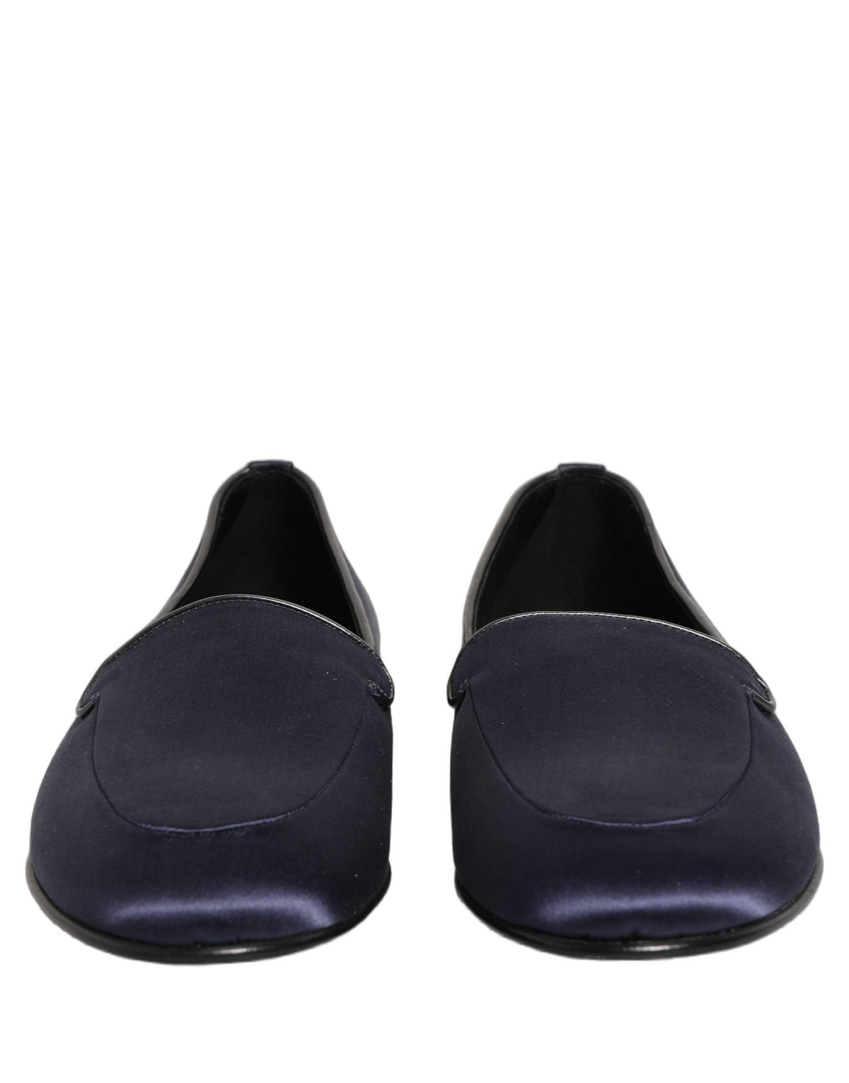 Dolce & Gabbana Blue Satin Logo Slip On Flats Loafers Shoes