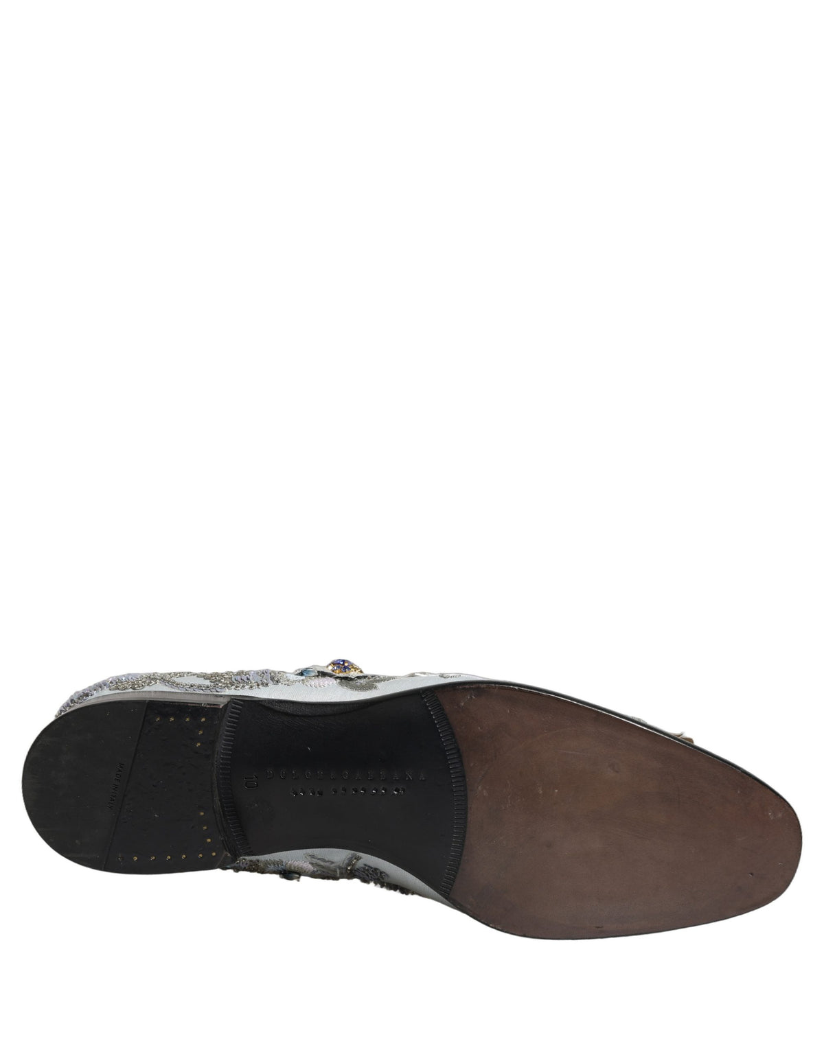 Dolce & Gabbana White Floral Embellished Men Loafers Shoes