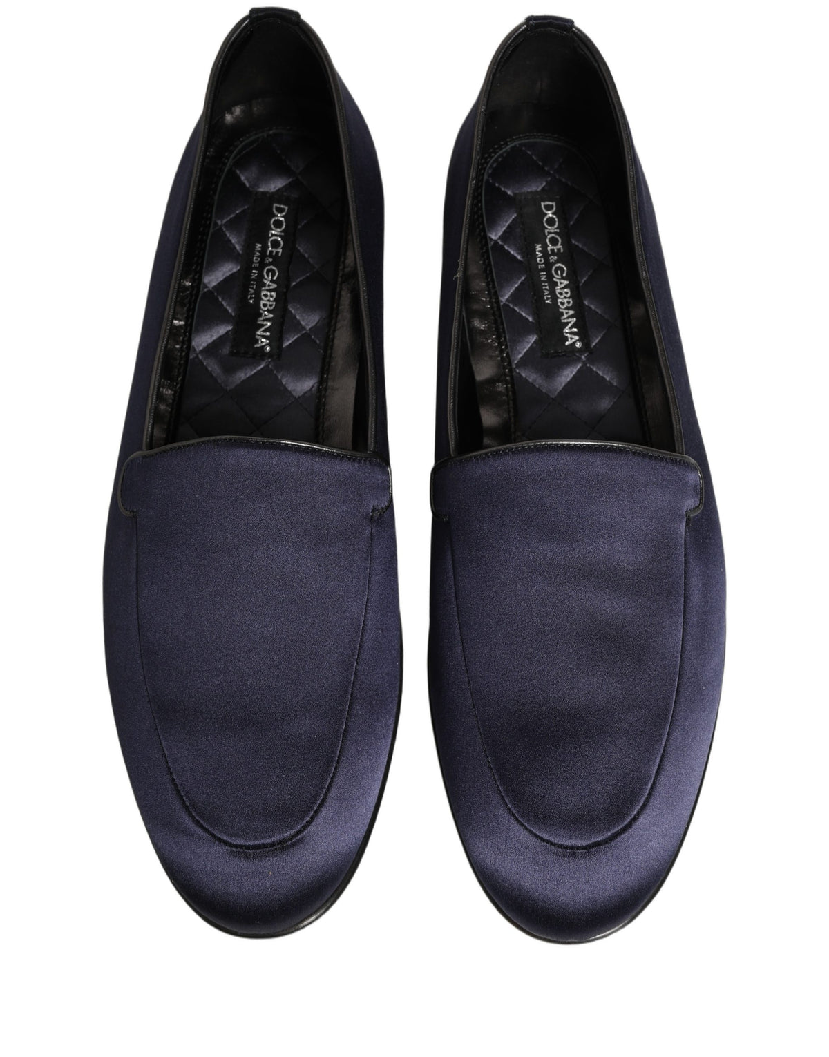 Dolce & Gabbana Navy Blue Satin DG Logo Dress Loafers Shoes