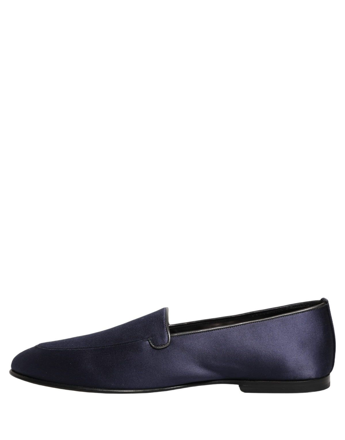 Dolce & Gabbana Navy Blue Satin DG Logo Dress Loafers Shoes