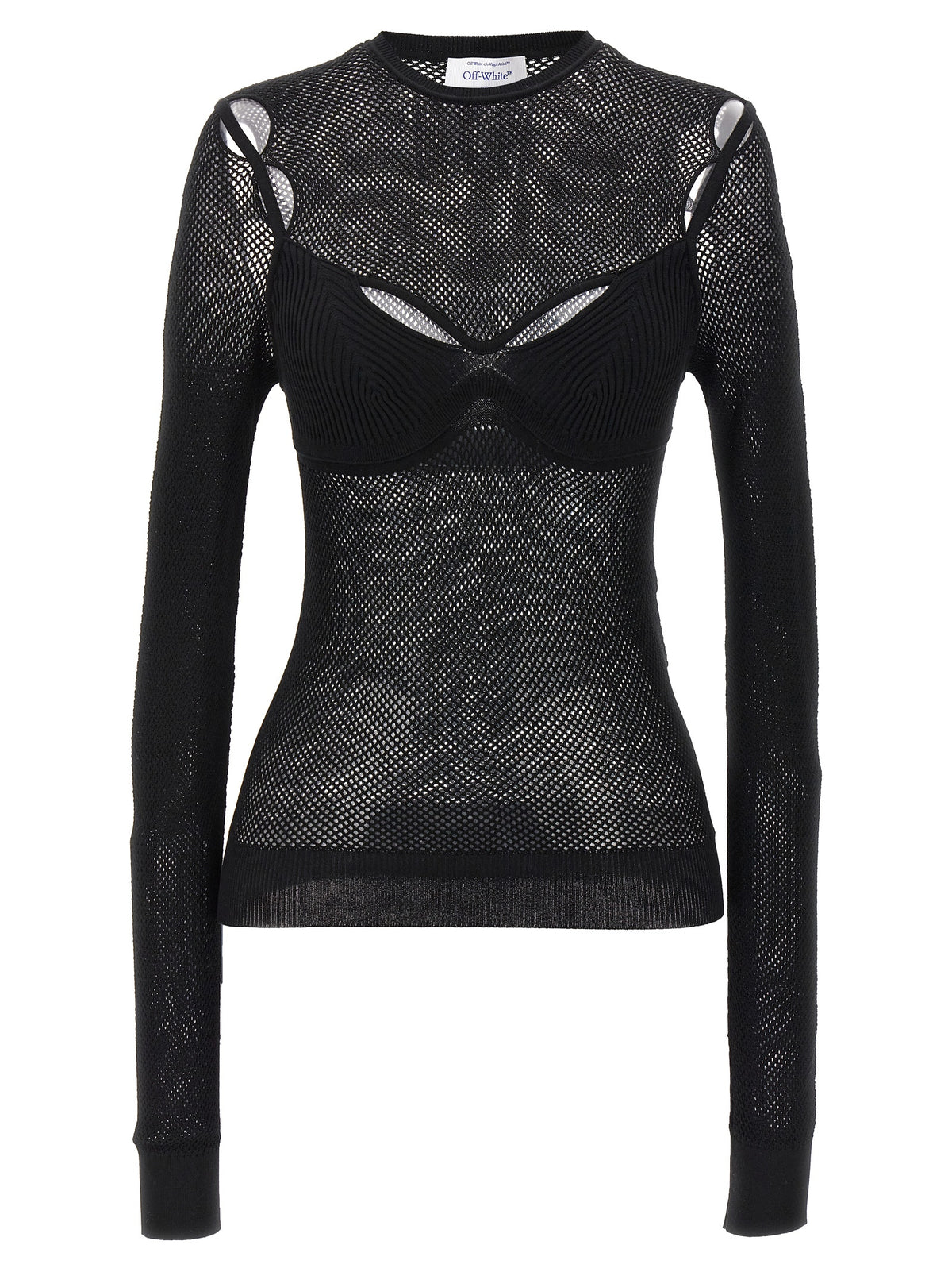Off-White Black Viscose Tank Tops