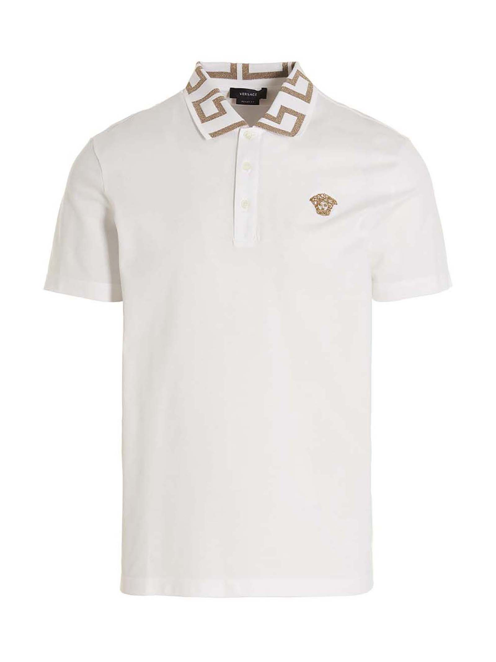 Versace White Cotton Polo Shirt