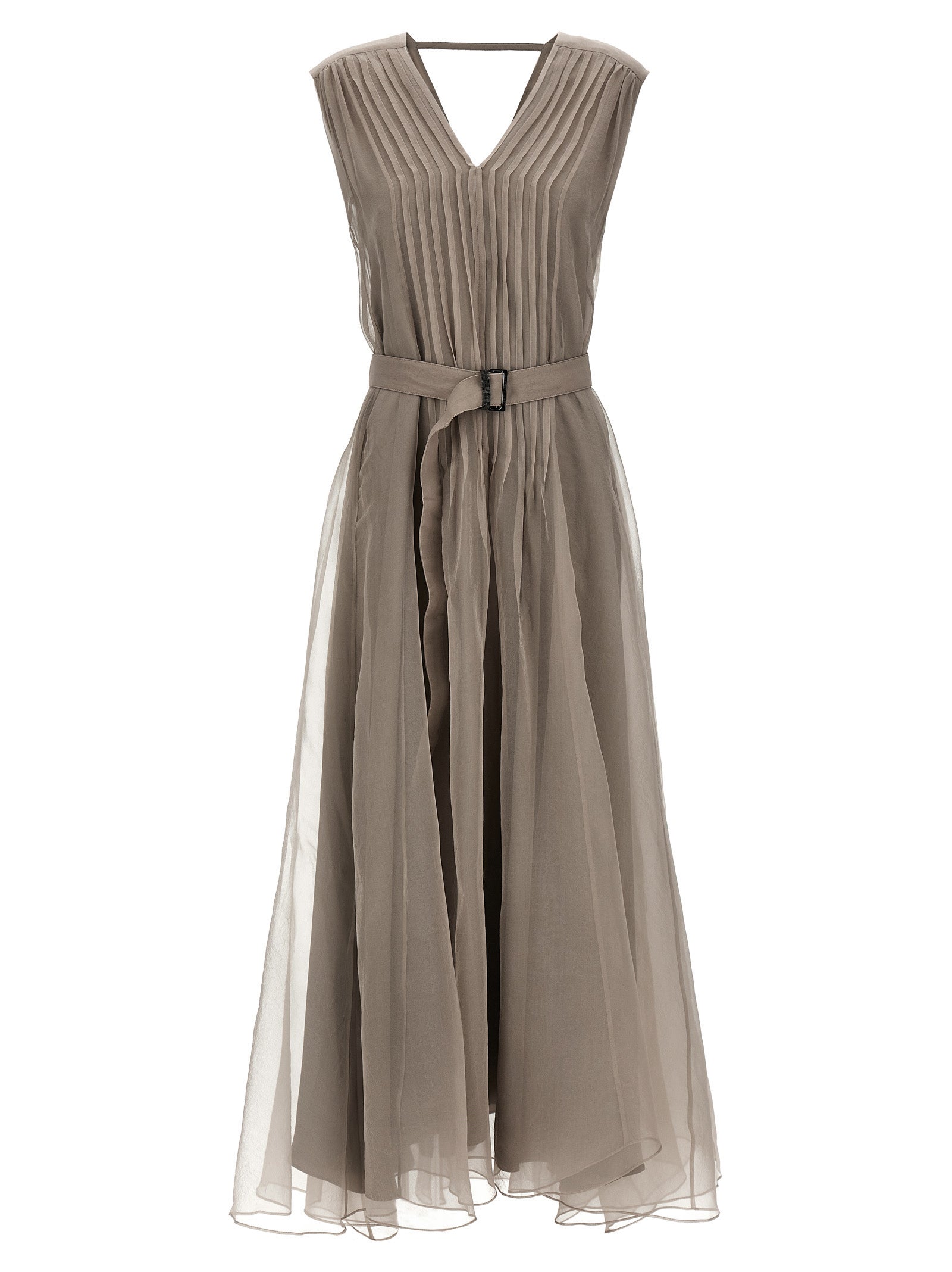 Brunello Cucinelli Beige Silk Long Dress