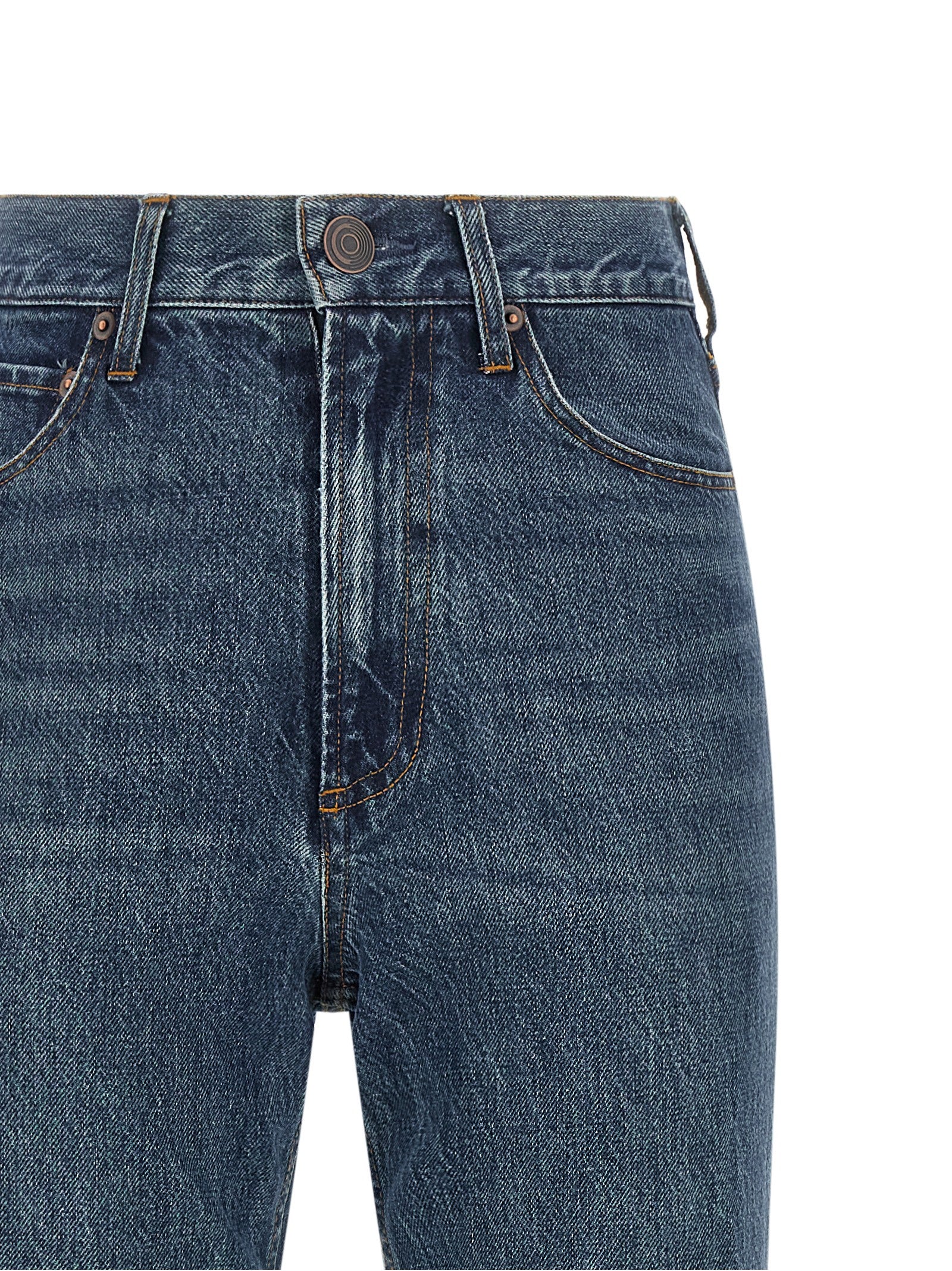 CO Blue Cotton Flared Jeans