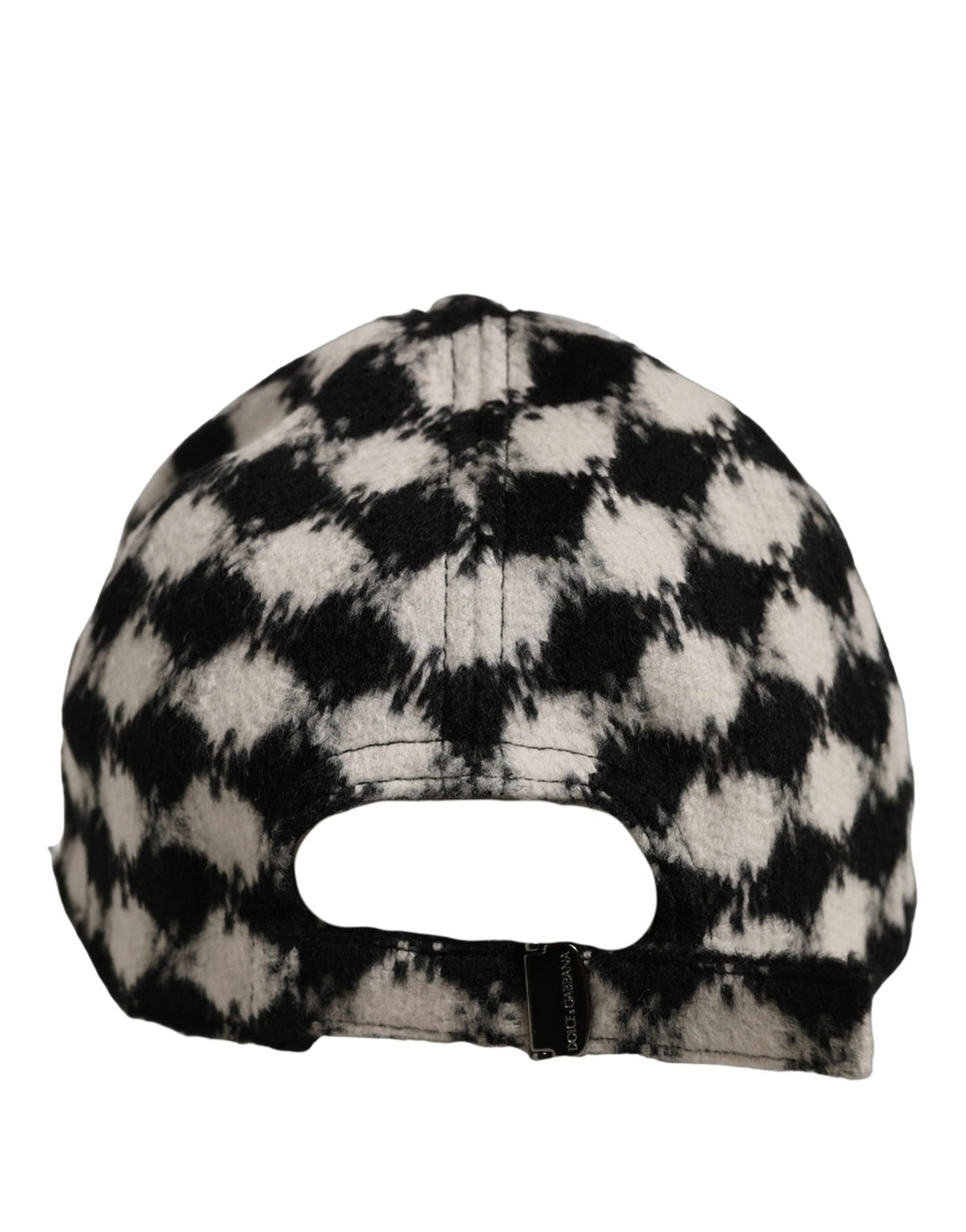Dolce & Gabbana Men Black White Diamond Wool Baseball Cap Hat