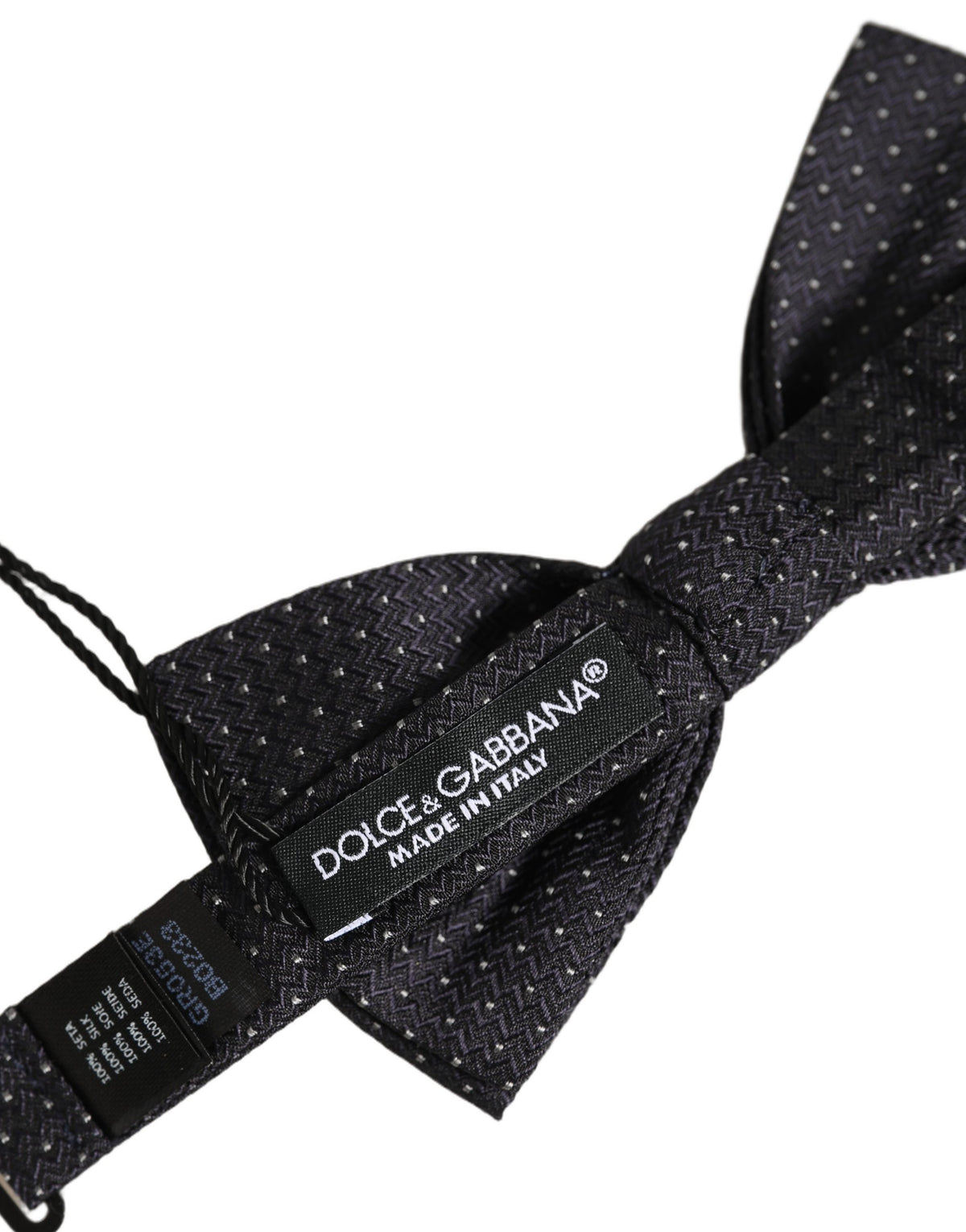 Dolce & Gabbana Dark Blue White Polka Dot Adjustable Neck Papillon Bow Tie