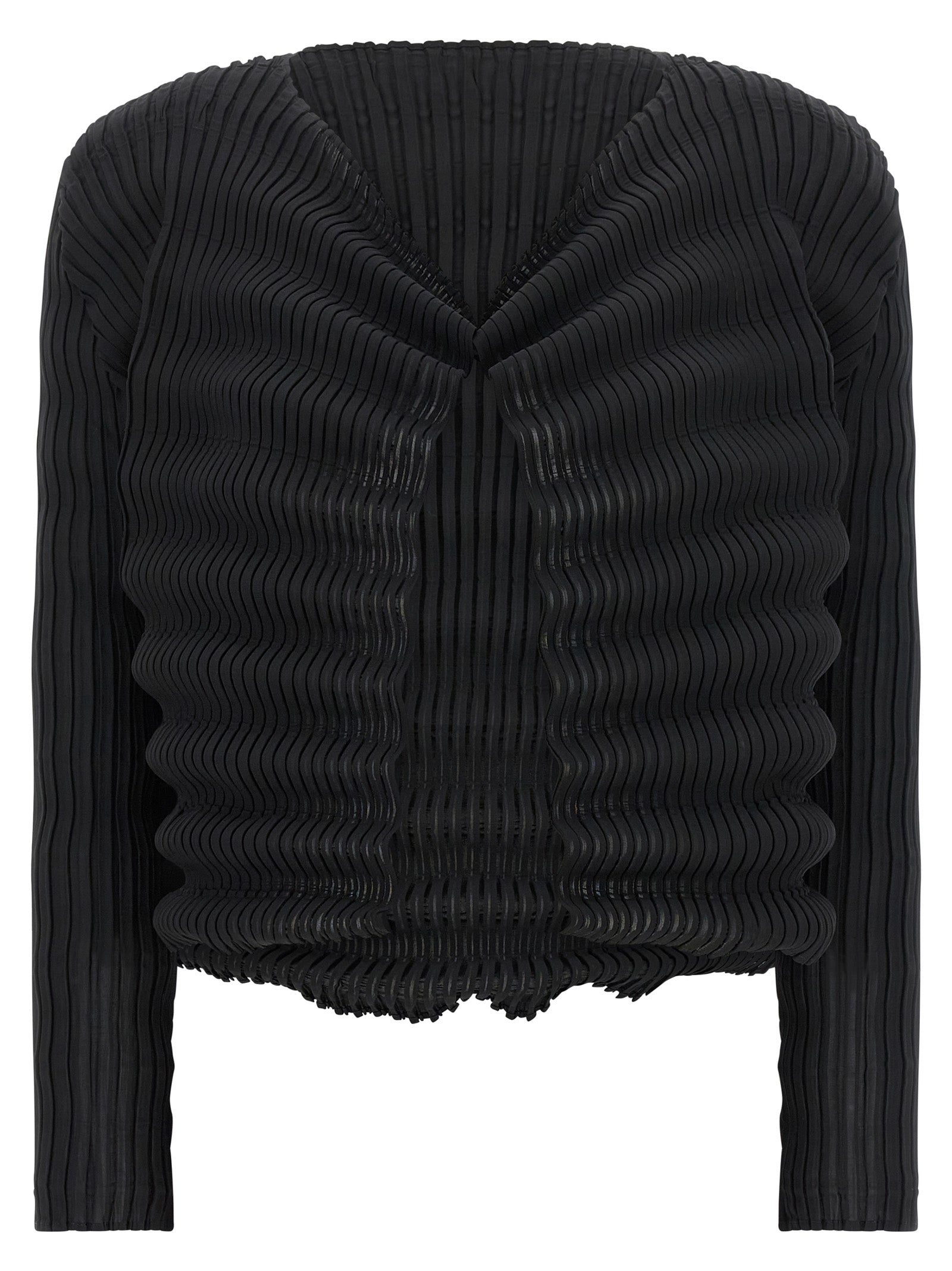 Issey Miyake Black Polyester Cardigan