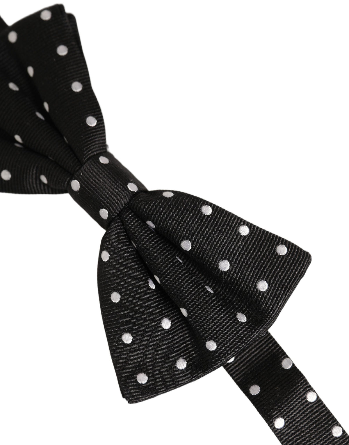 Dolce & Gabbana Black White Polka Dot Adjustable Neck Papillon Bow Tie