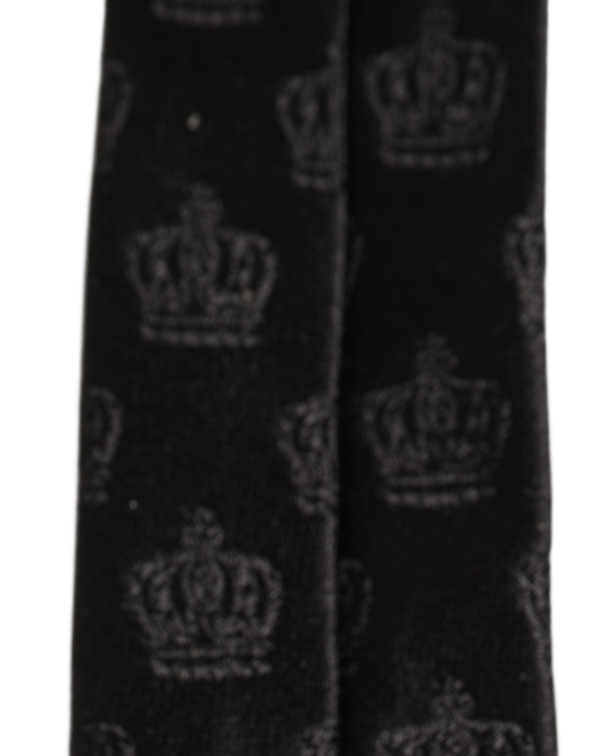 Dolce & Gabbana Men Black Crown Print Silk Adjustable Tied Necktie Tie