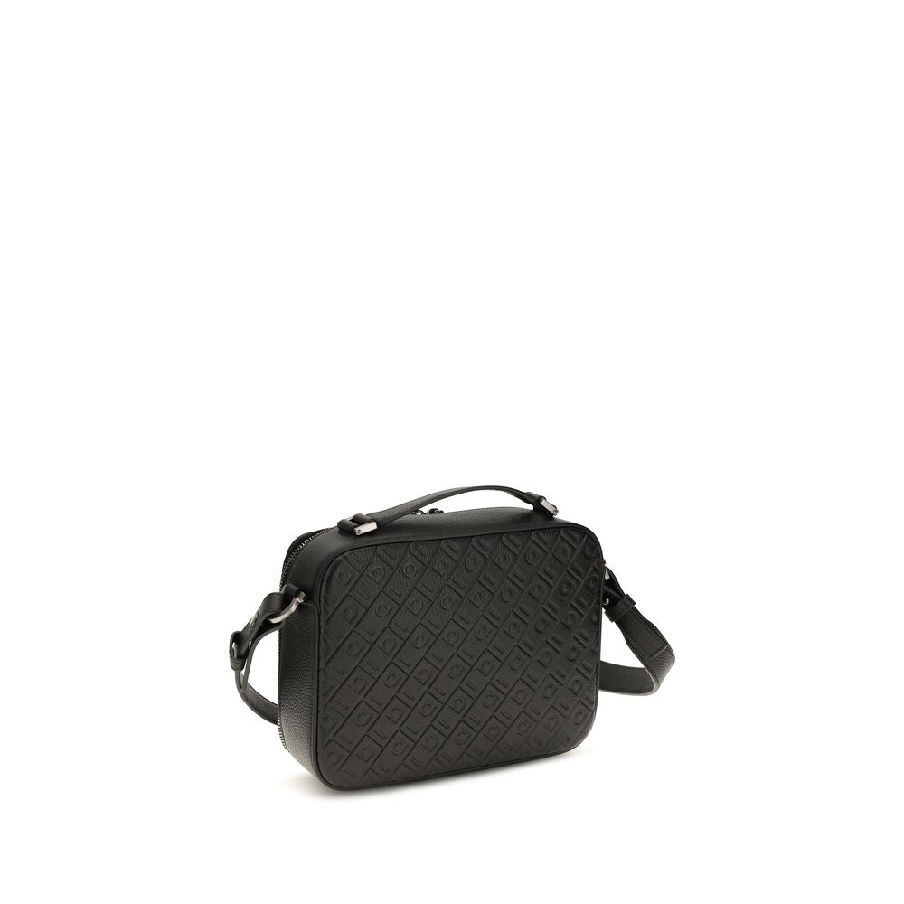 Ferragamo Black Calf Leather Bos Taurus Shoulder Bag