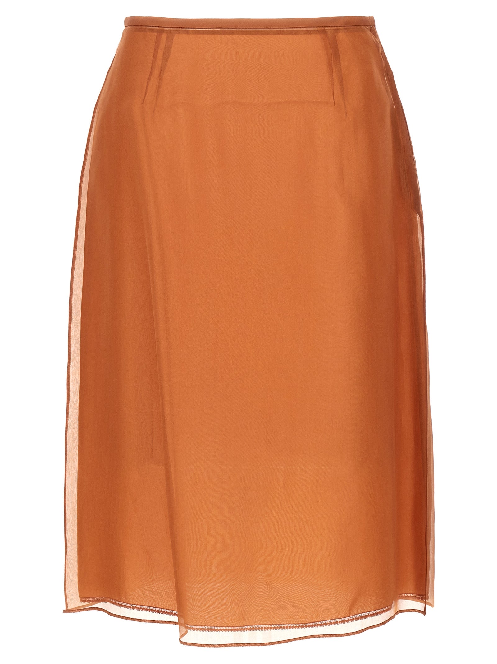 Prada Brown Silk Midi Skirt