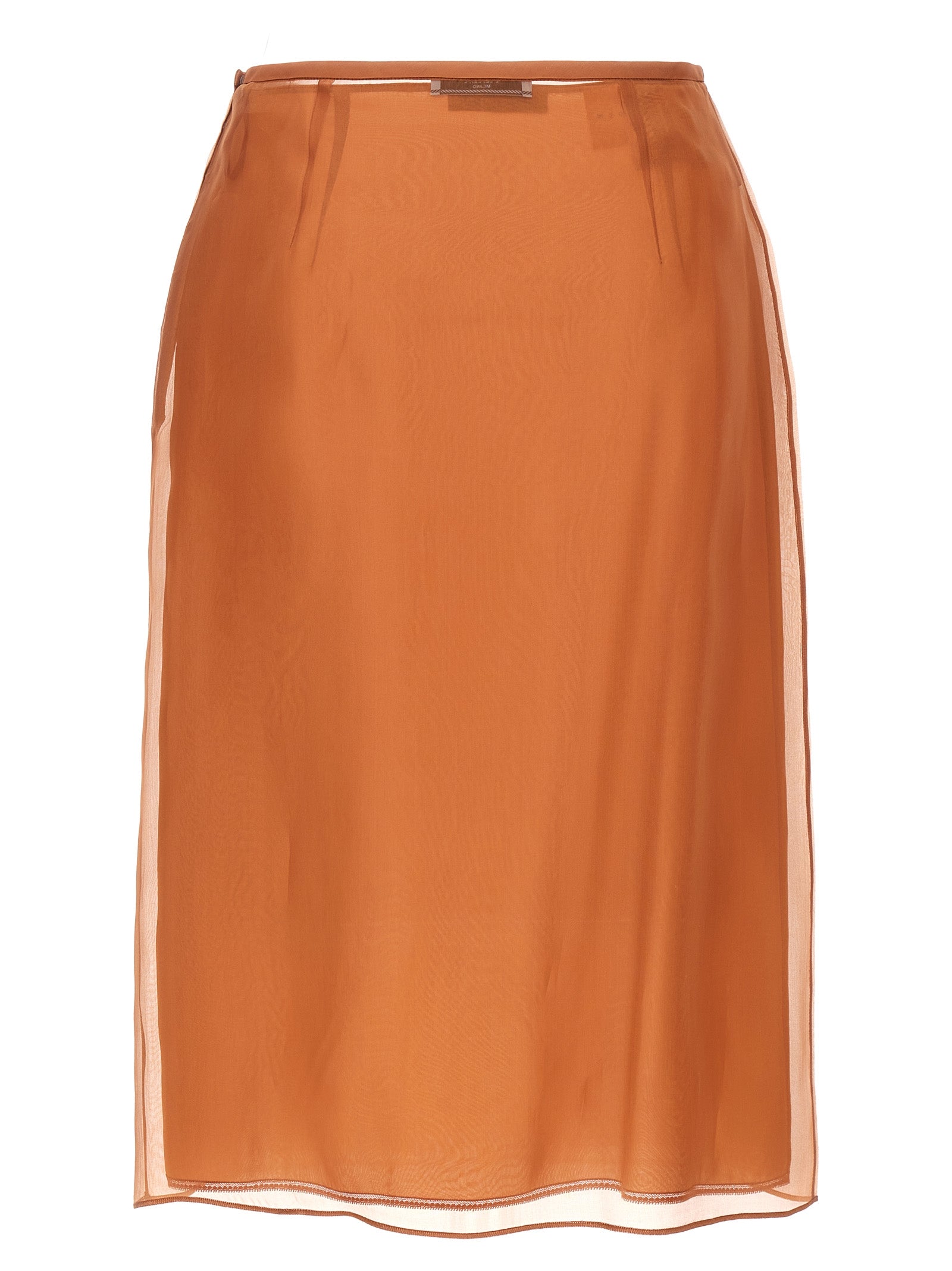 Prada Brown Silk Midi Skirt