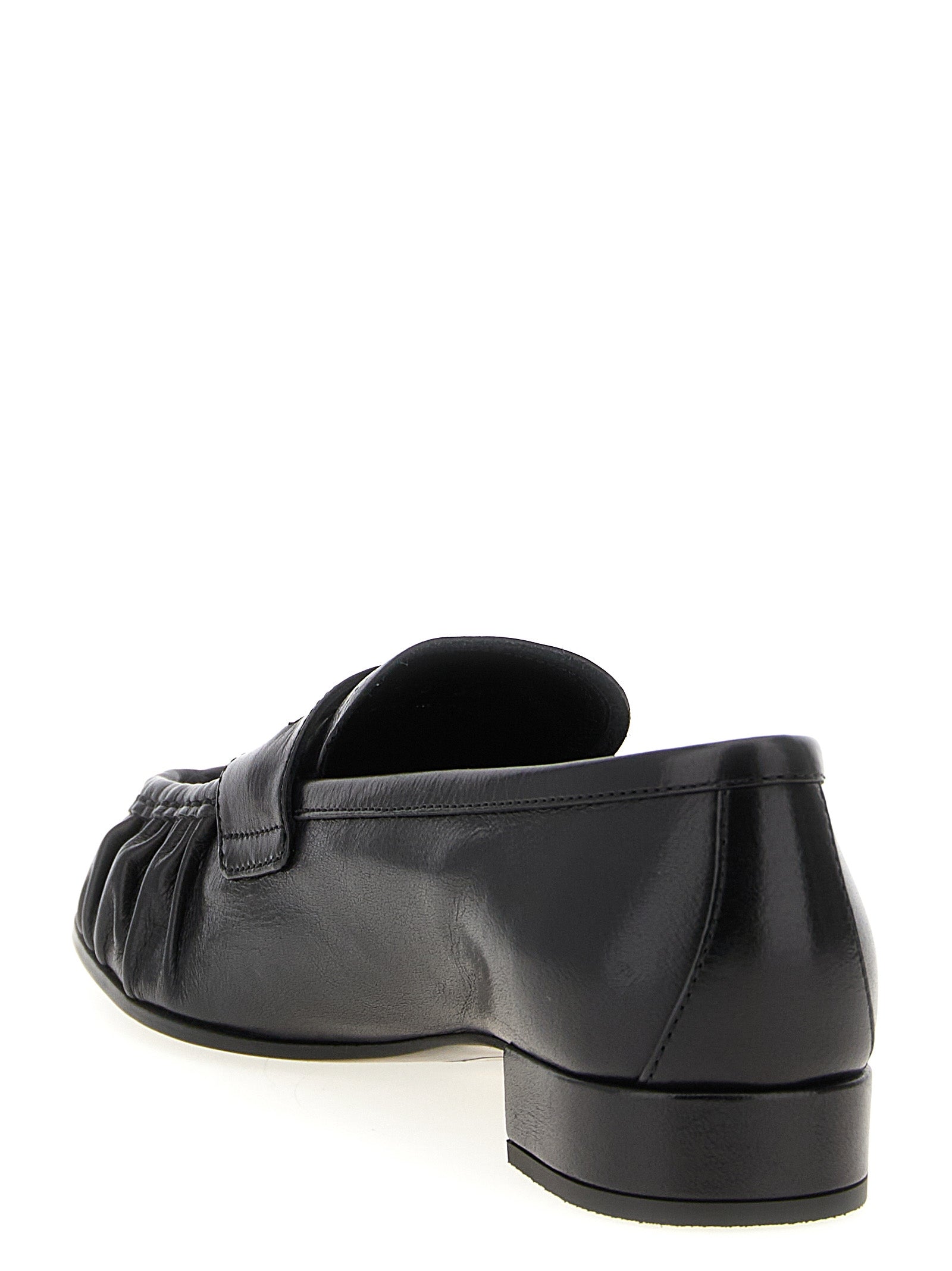 Prada Black Buffalo Leather Slip-On Loafers