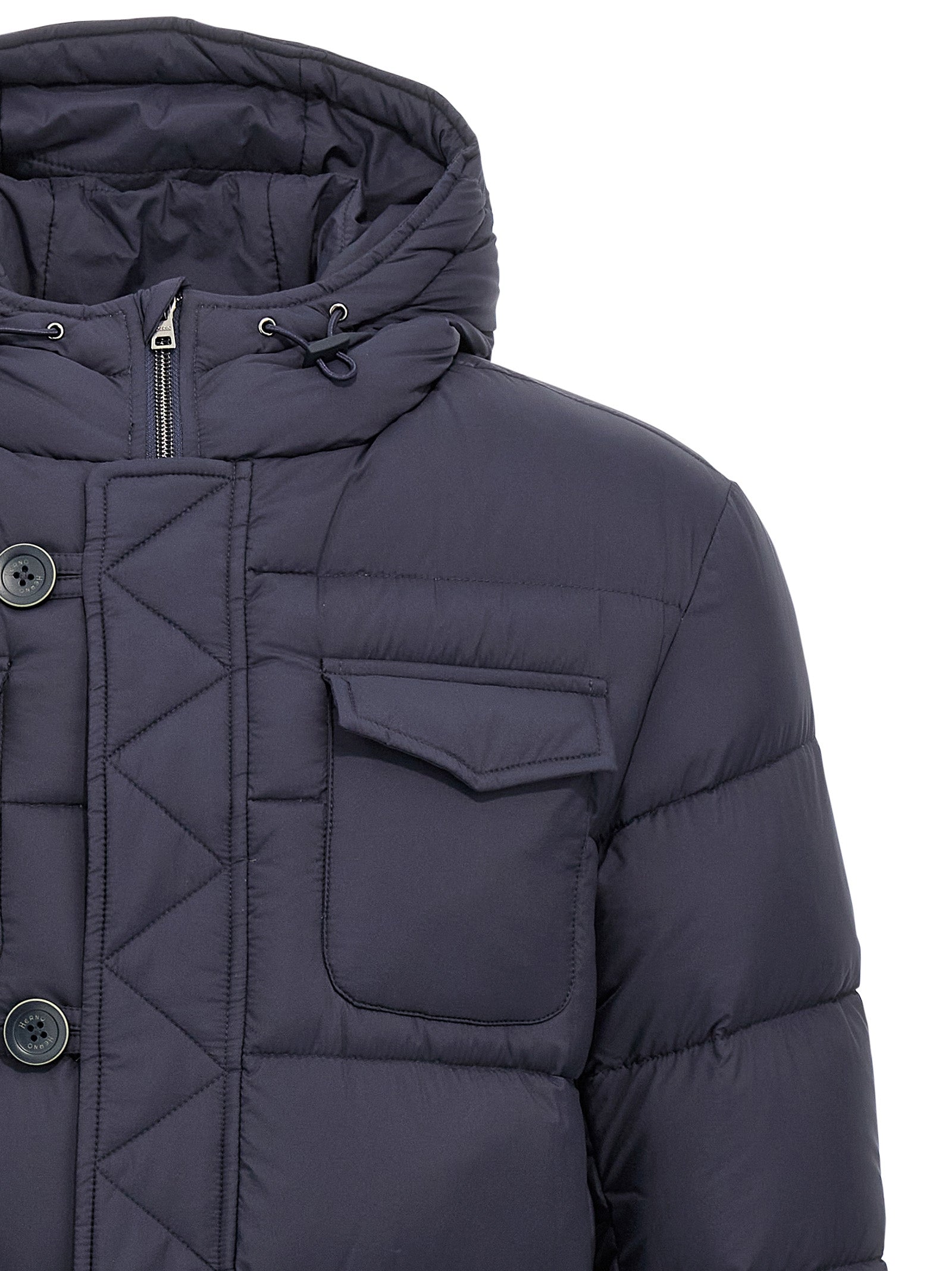 Herno Blue Polyamide Full-Length Jacket