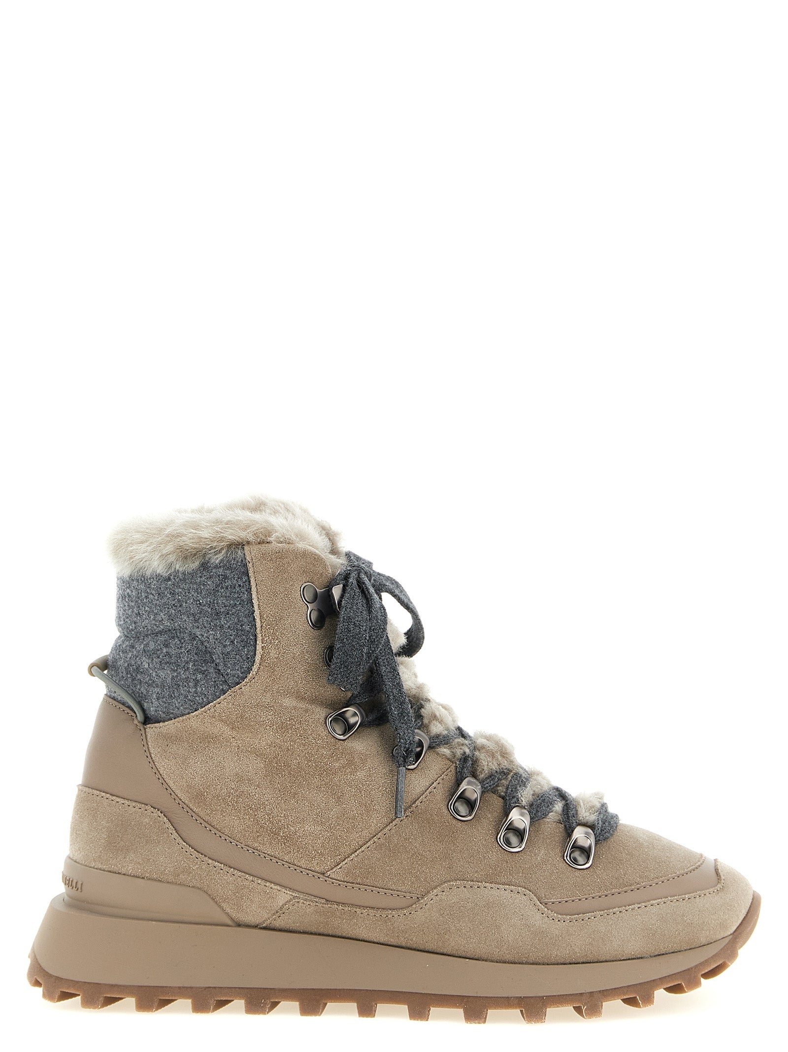 Brunello Cucinelli Beige Calfskin Ankle Boots