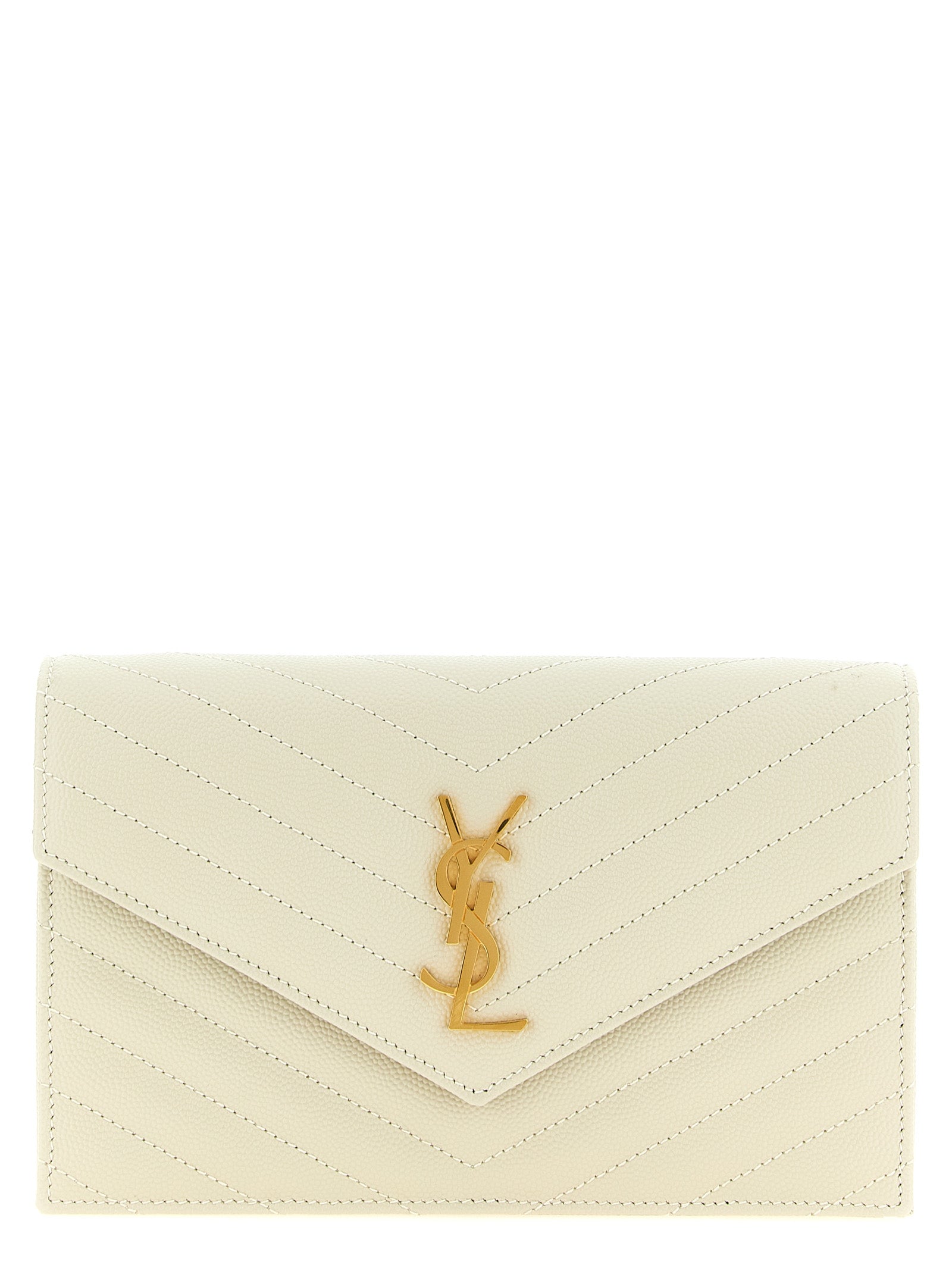 Saint Laurent White Calfskin Clutch Bag