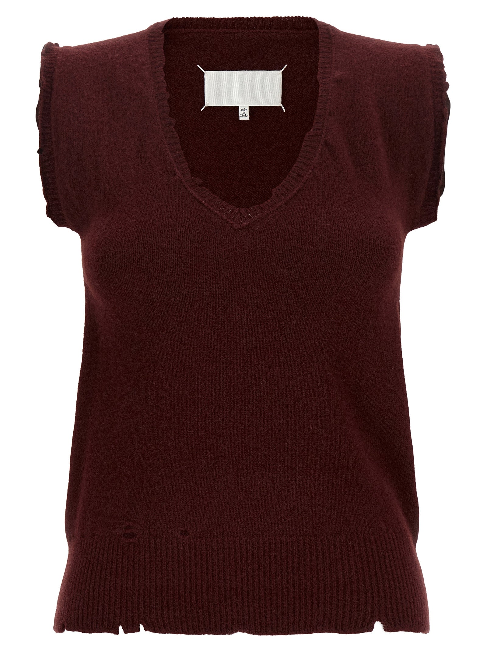 Maison Margiela Bordeaux Virgin Wool Sleeveless Jacket